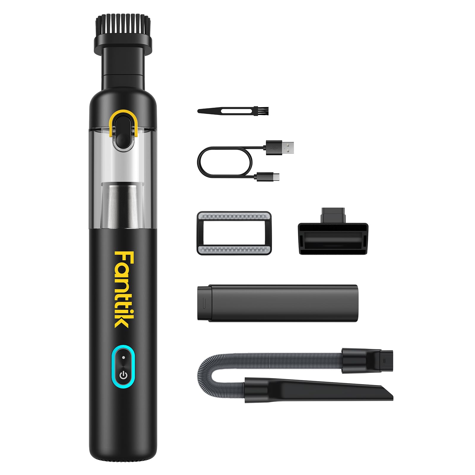 Fanttik Robustclean™ V8 Mate Cordless Car Vacuum High Power, 12000Pa/30Aw, Handheld Vacuum With Flexible Hose And Pet Brush, 2H Fast Charge, Portable Vacuum For Car Interior Home Cleaning