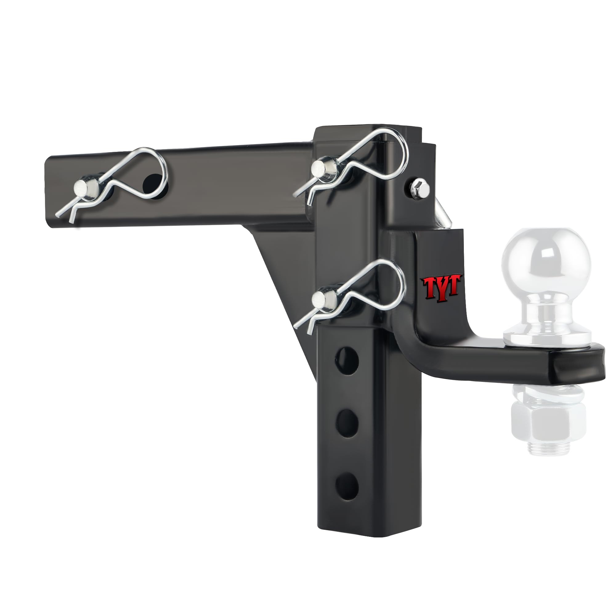 Tyt Adjustable Trailer Hitch Ball Mount, 6-Position Tow Hitch, Fits 2-Inch Receiver, With 1'' Hitch Ball Hole, 9-1/2'' Drop & 8-