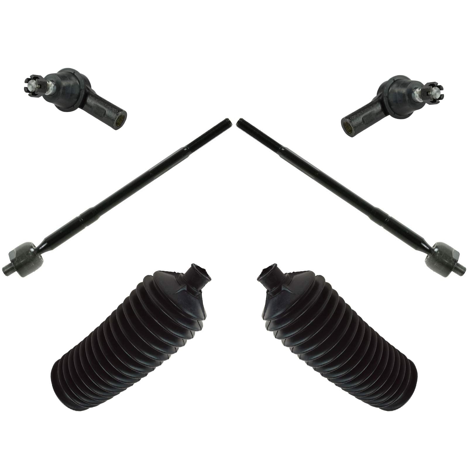 Trq Front Driver & Passenger Side Steering Kit Steering Rack & Pinion Bellow Tie Rod Compatible With 98-02 Honda 98-04 Isuzu
