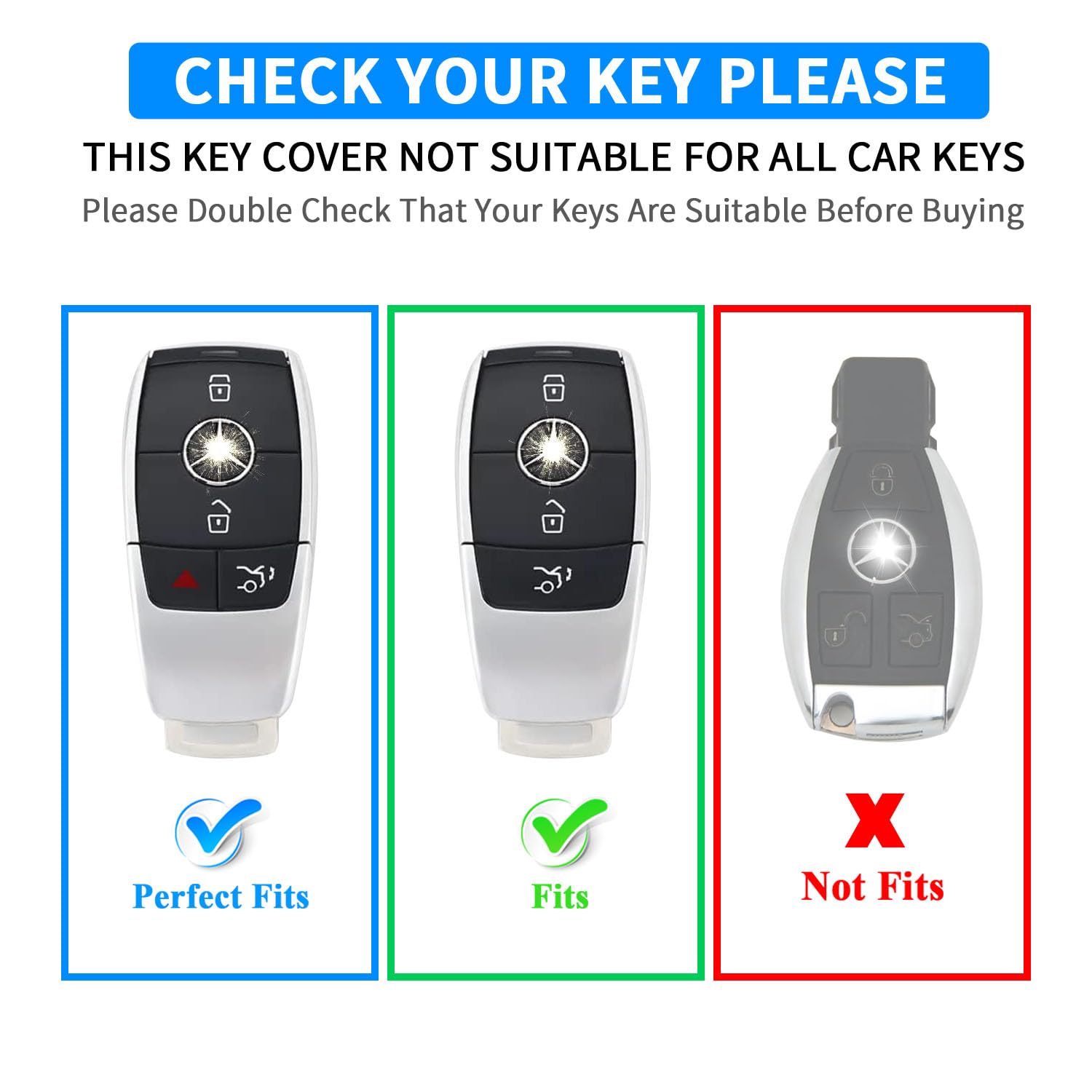 Qbuc For Mercedes Benz Key Fob Cover With Keychain,Compatible With C E R S G S Cls Clk Glc Ml Gle Gls Sl Slr Mclaren Amg Key (Wh