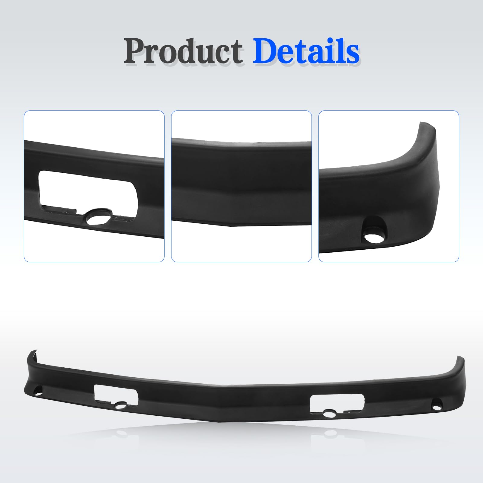 CarPartsDepot Front Bumper Air Dam Lower Valance w/Hook Holes, Black, Compatible with 1988-2000 Chevy C/K 1500 2500 3500 & GMC