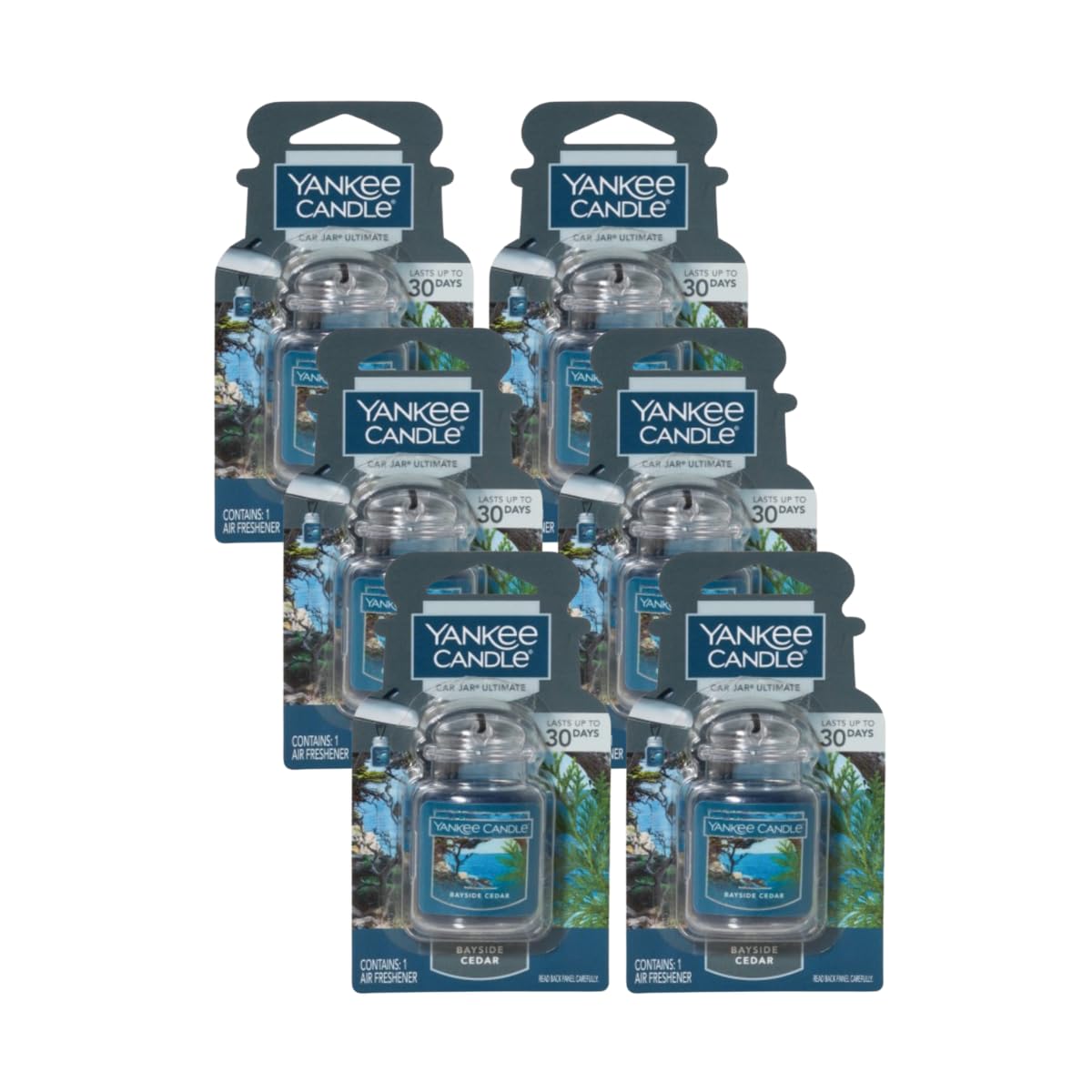 Yankee Candle Car Jar Ultimate, Bayside Cedar, 0.96 OZ (Pack of 6)