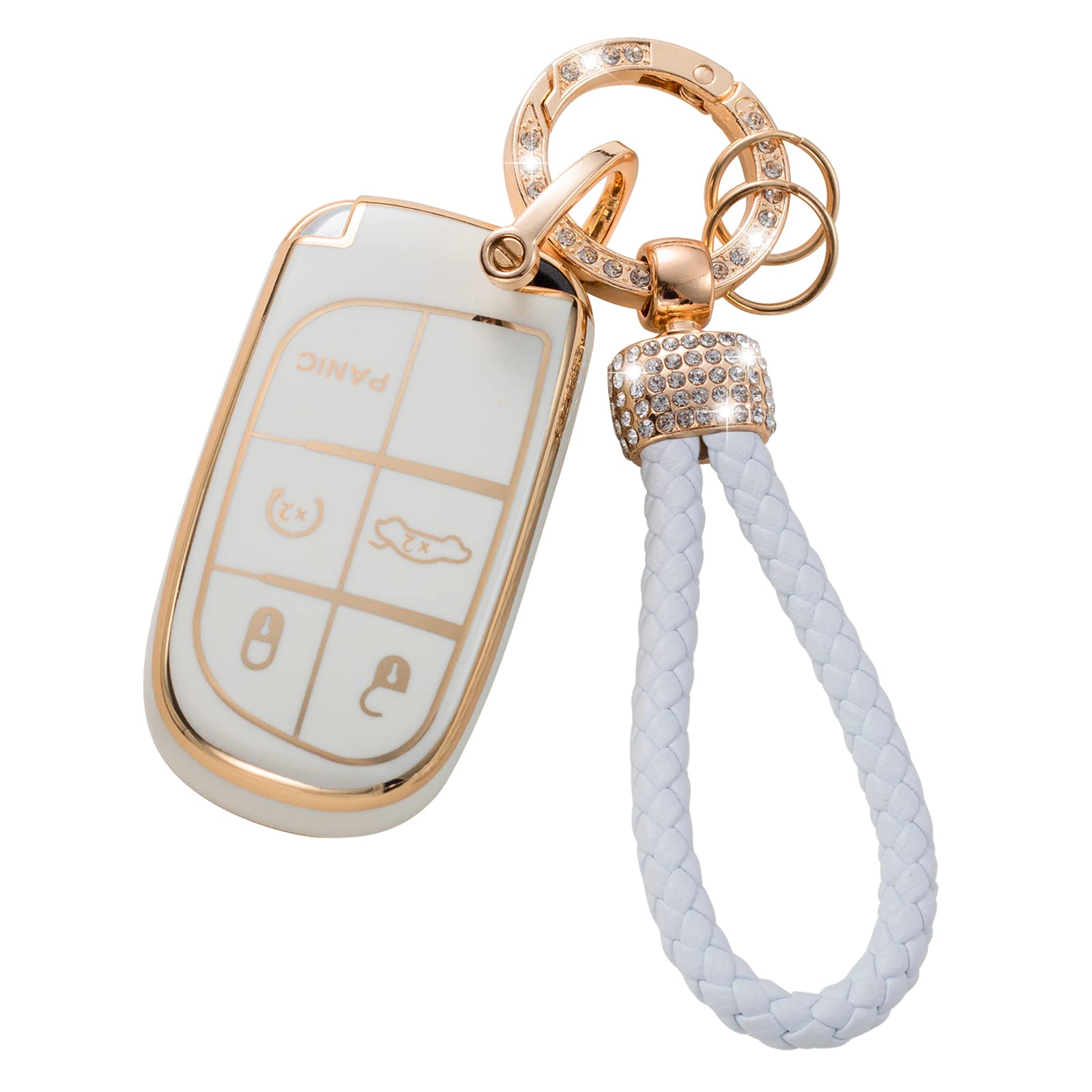 Gematay For Jeep Key Fob Cover With Keychain Lanyard Compatible With Grand Cherokee Renegade Wrangler Patriot Grand Commander Sm