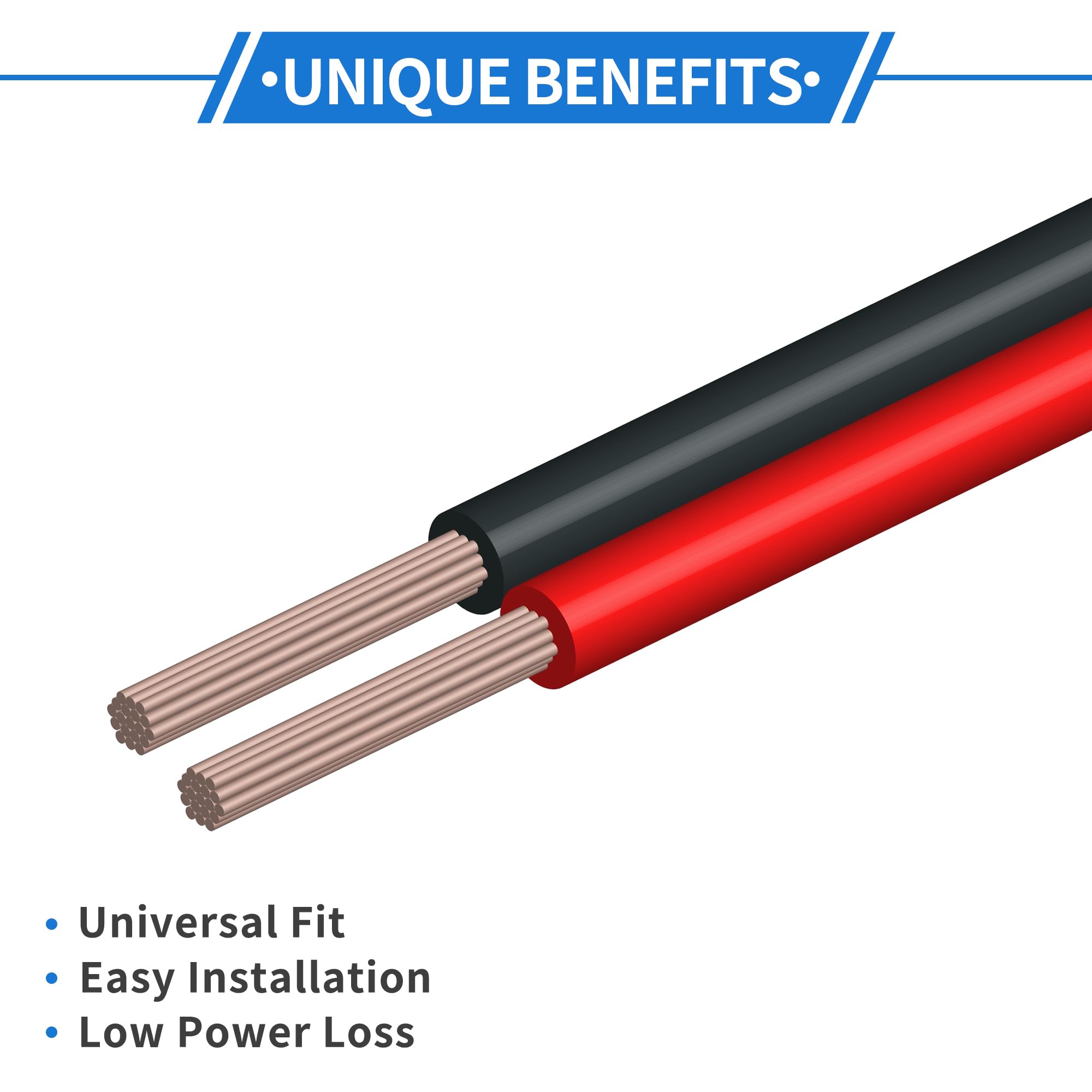 VekAuto 1 Pc Battery Inverter Cable 6 AWG Gauge 7FT 3/8'' Lug 5/16'' Lug Battery Cable Universal for Car Vehicle Boat RV Solar T