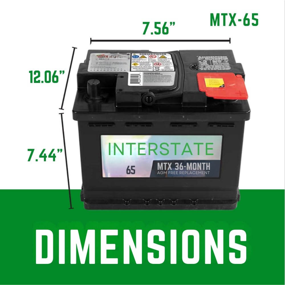 Interstate Batteries 12V 68Ah AGM Auto Battery MTX-65 for Cars, SUVs, Trucks - 750CCA SLI Replacement