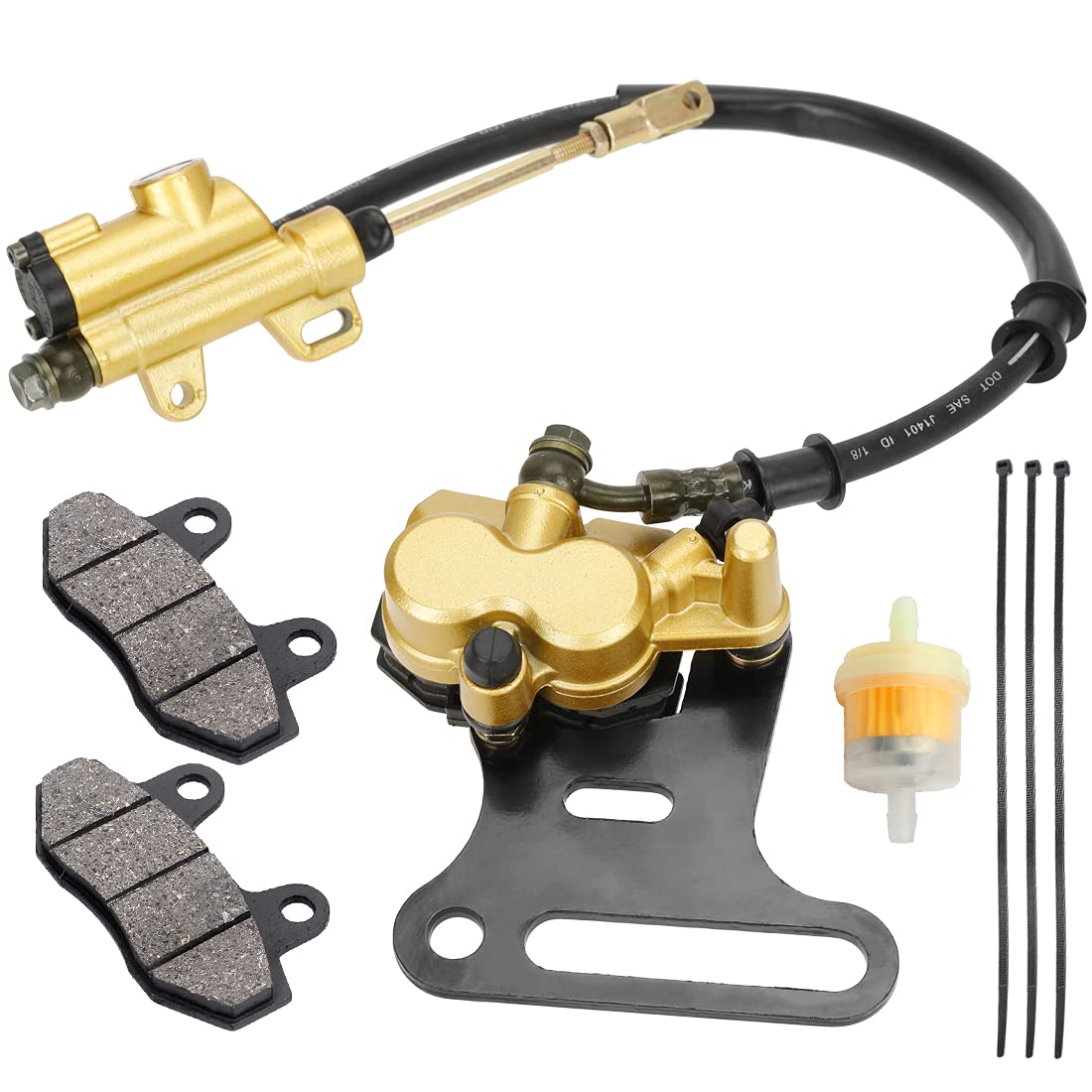 FVRITO 12mm Rear Disc Hydraulic Brake Master Cylinder Caliper Assembly Pad for 70cc 90cc 110cc 125cc 140cc 150cc SSR apollo Taot