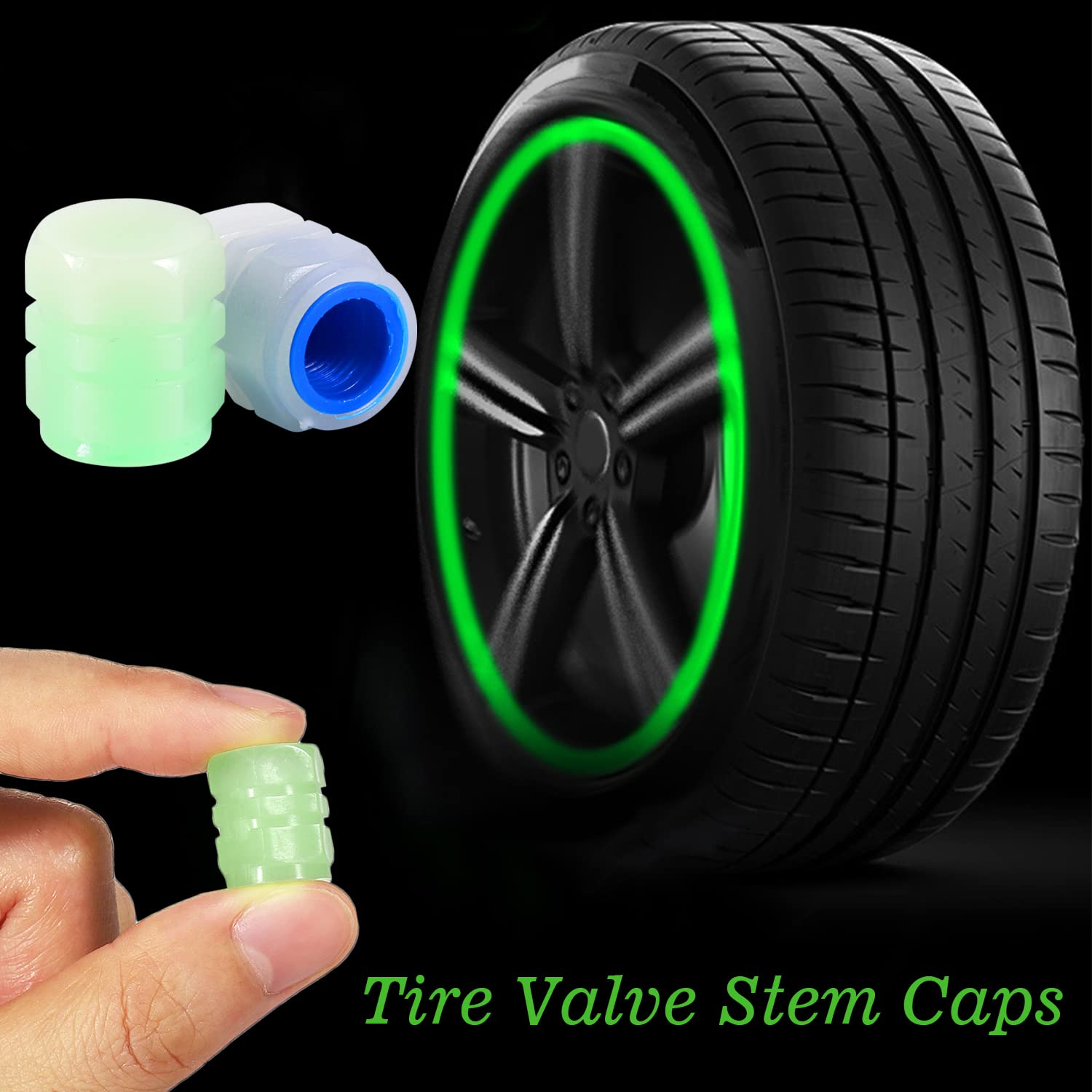 8 Pcs Tire Valve Stem Caps, Glowing Tire Air Caps Cover Car Tire Caps Accessories For Car, Truck, Motorcycles, Bike