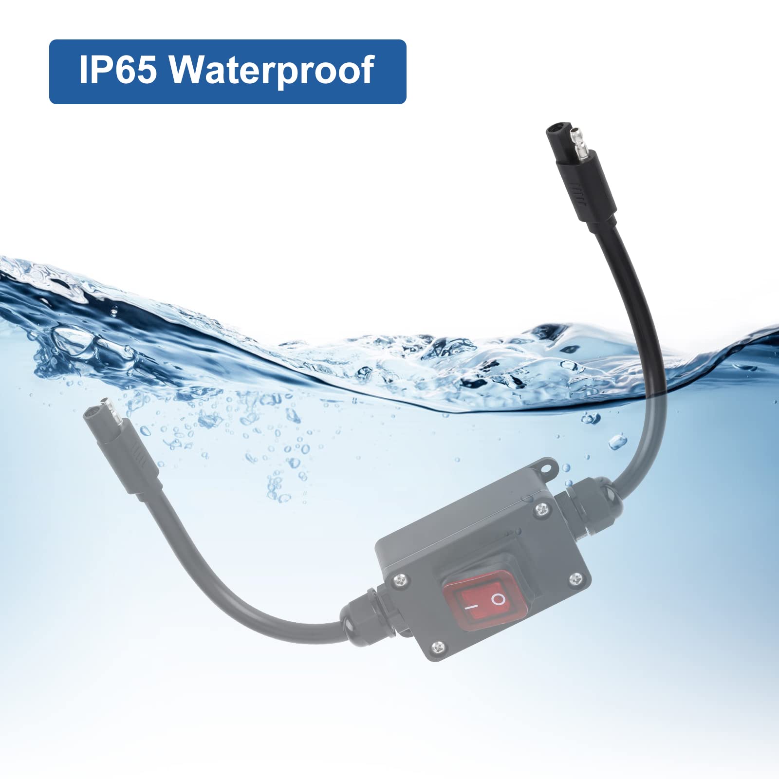 Inline 12V Power Switch, Briidea Ip65 Waterproof Sae Connector With Led Back-Lighted Indicator, 14 Awg Cable, Ideal For Solar Pa