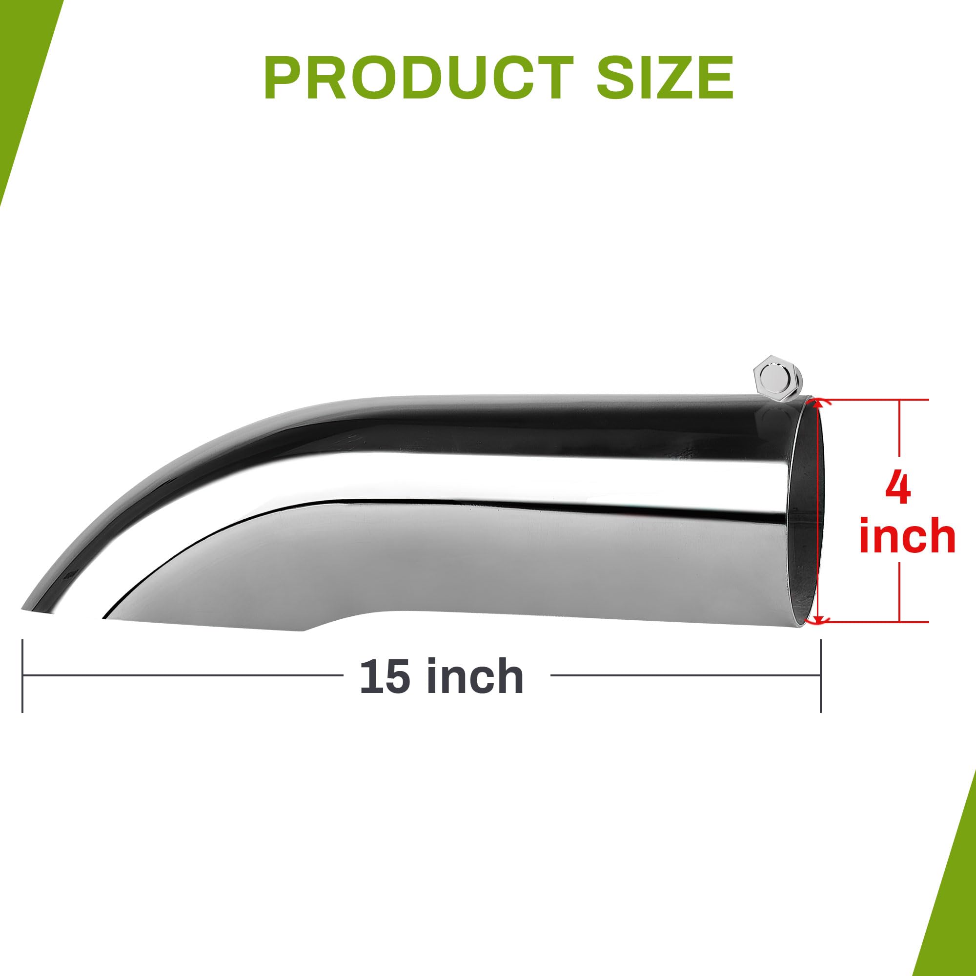 AUTOSAVER88 3" Turn Down Exhaust Tip - Chrome-Plated Stainless Steel, 12" Length, Fits 3" Tailpipe, Model TSET-0056, Silver