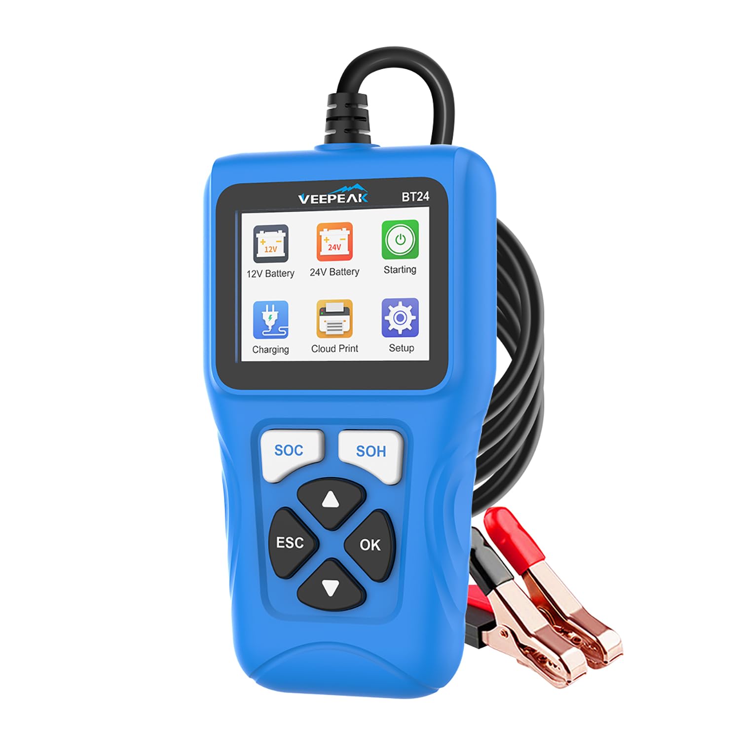 Veepeak Car Battery Tester 12V 24V, 100-2000CCA Battery Load Tester Analyzer with Cranking and Charging System Test for Cars, SU