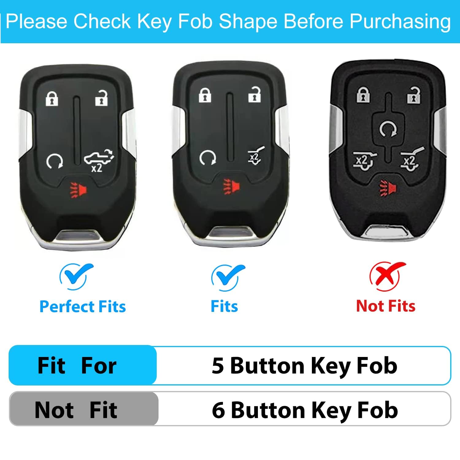 Ollen 5-Button Tpu Key Fob Cover, Fit For Gmc Acadia 2017-2025, For Terrain 2018-2025, For Sierra 2019-2025, For Chevy Silverado 2019-2022, Full Protection Soft Tpu Key Case, With Bling Ring, Red