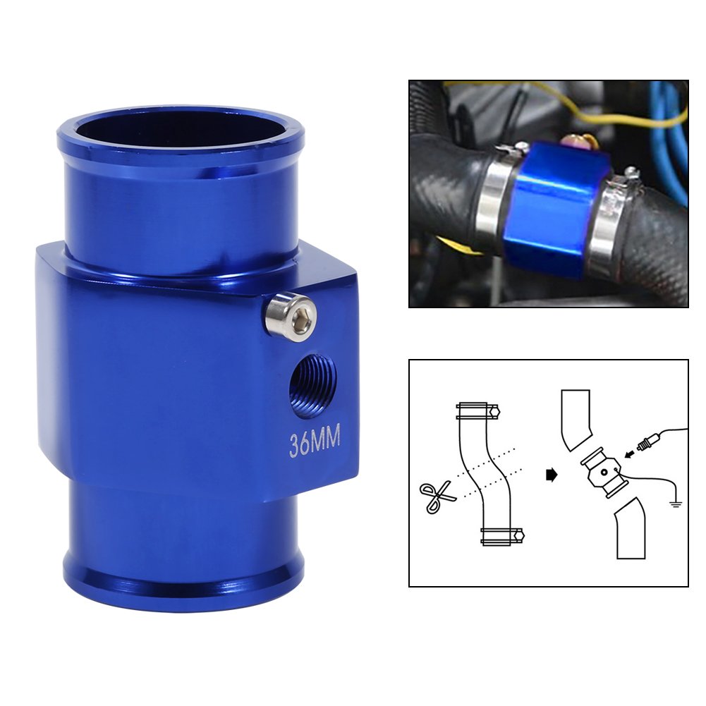 Keenso 36Mm Hose Bung, Water Coolant Temperature Adapter Aluminum Water Temp Meter Temperature Gauge Joint Pipe Radiator Adapter Clamps