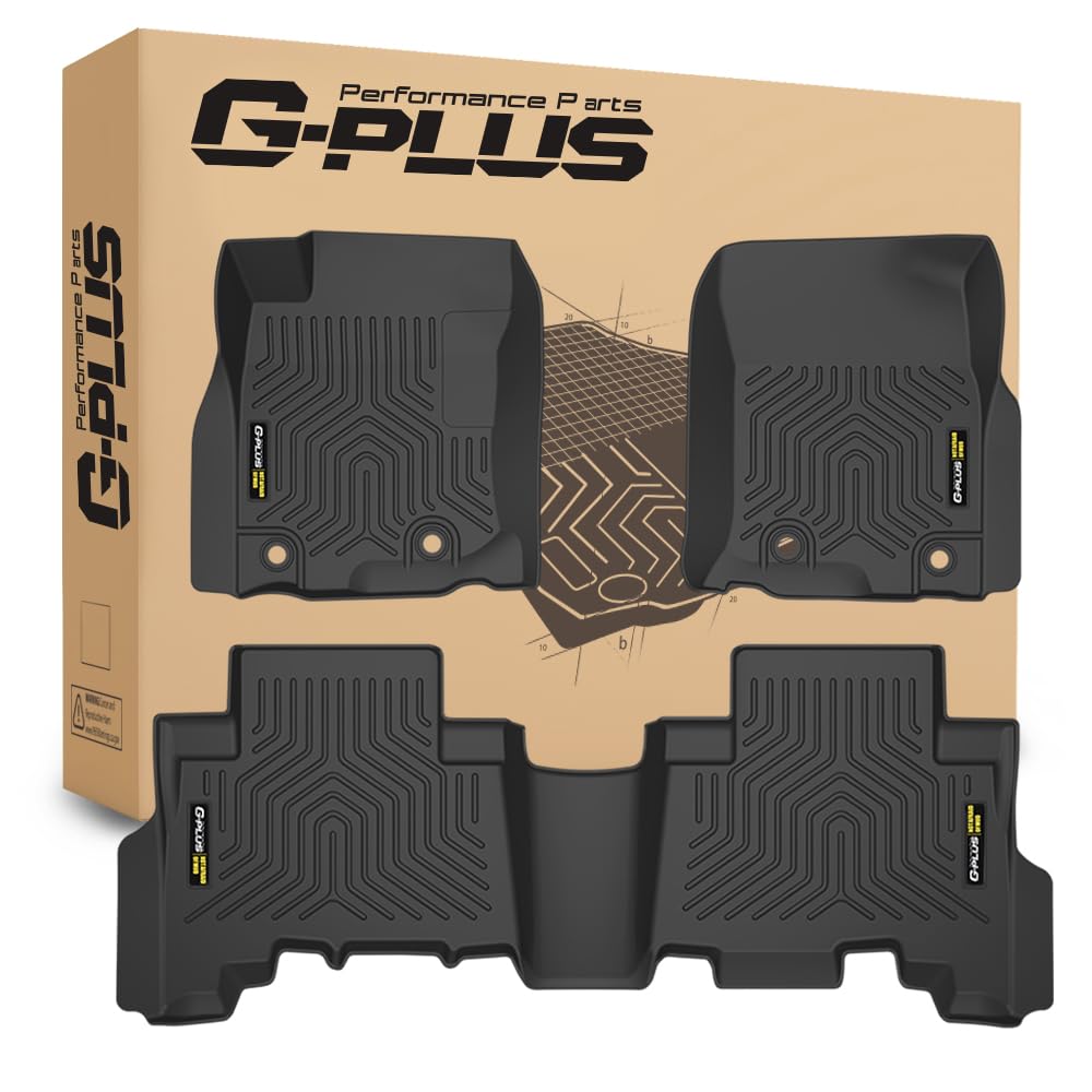 G-PLUS Floor Mats Compatible with Nissan Frontier Crew Cab 2008-2021 TPE Floor Liners All Weather Protection 3 Piece Black Floor