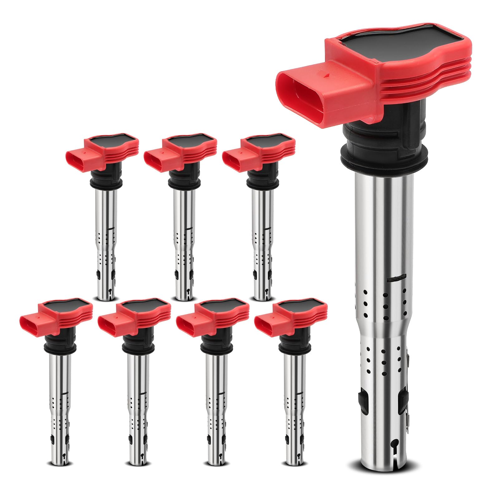 YHTAUTO Set of 8 Ignition Coil Packs Replacement for Audi A6 A8 Quattro 2007-2011, Q7 2007-2010, S5 2008-2012, R8, Volkswagen To