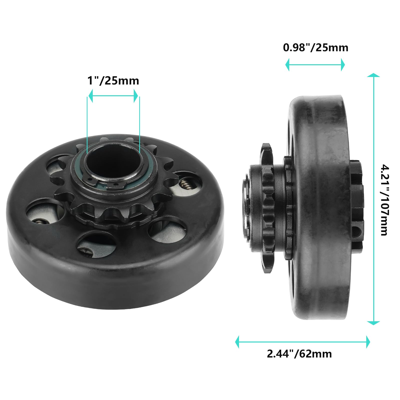 SEHNSUCHT Go Kart Clutch 1" Bore 14T with #40/41/420 Chain for 2-6.5HP Engines, Up to 2300 RPM