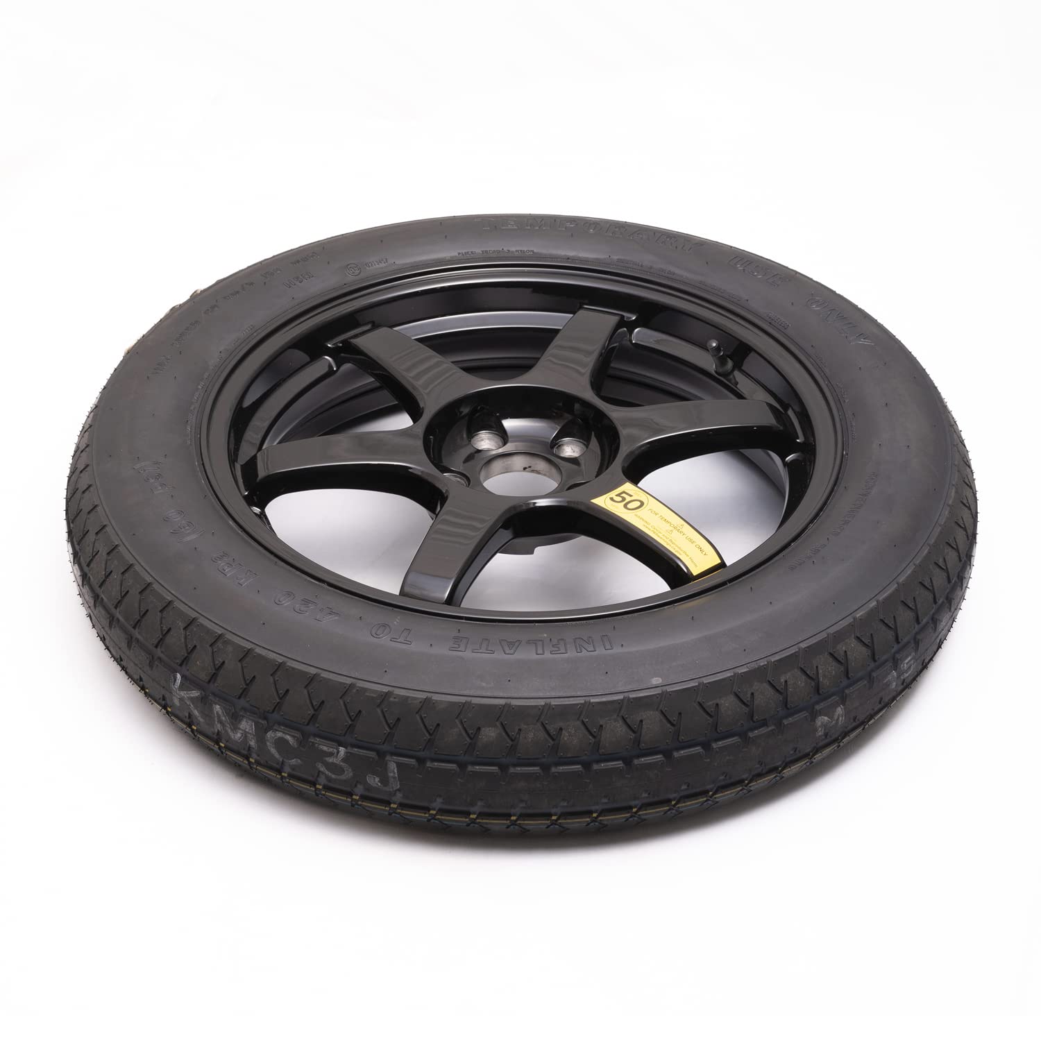 StanceMagic Complete Spare Wheel & Tire for 2017+ Tesla Model 3 RWD, 18x4 Rim, 125/80R18, Aluminum, Black, Model SWT-228