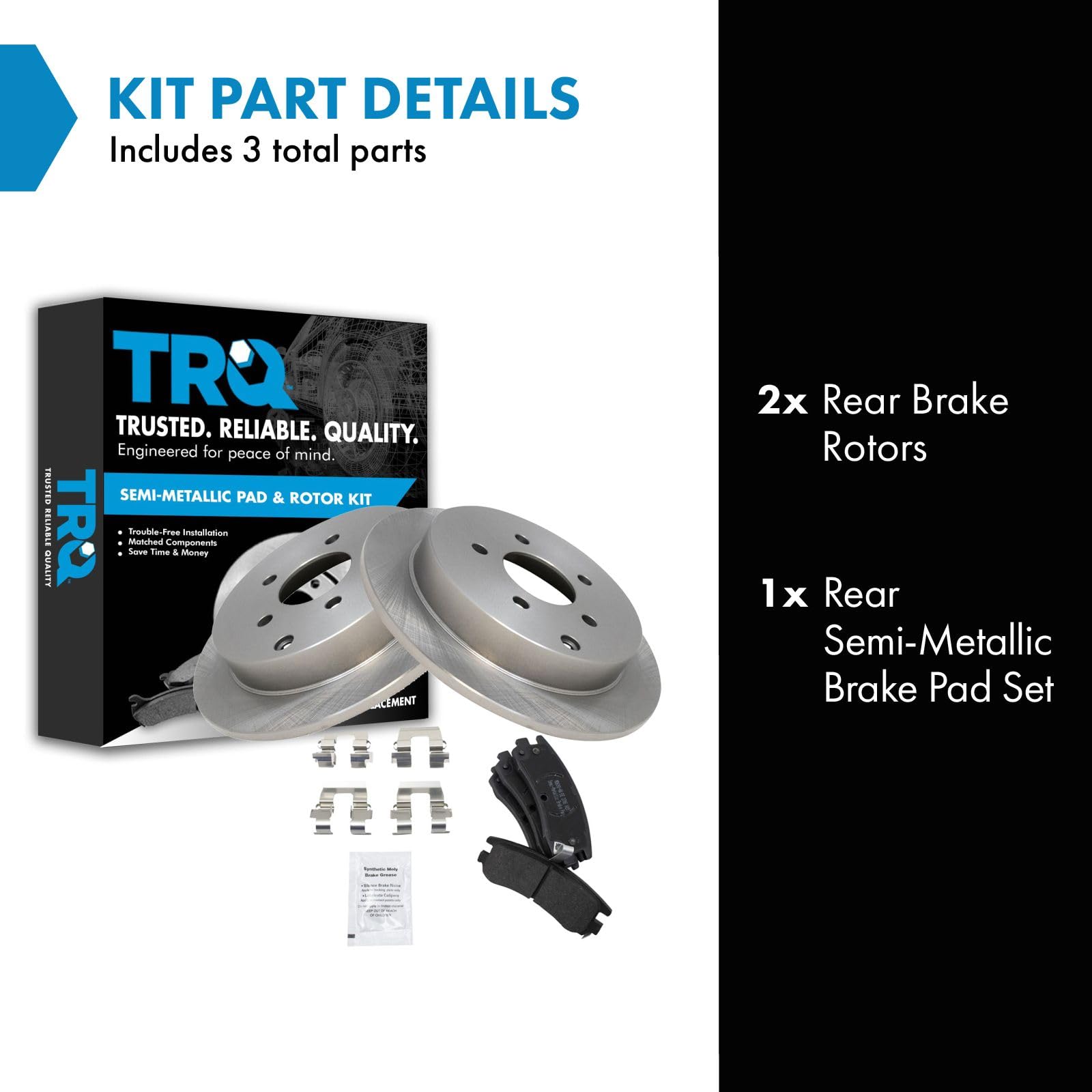 Trq Rear Brake Pad & Rotor Kit Brake Pads Brake Rotor Semi-Metallic Compatible With 2002-2007 Buick Rendezvous 2002-2004 Chevrol