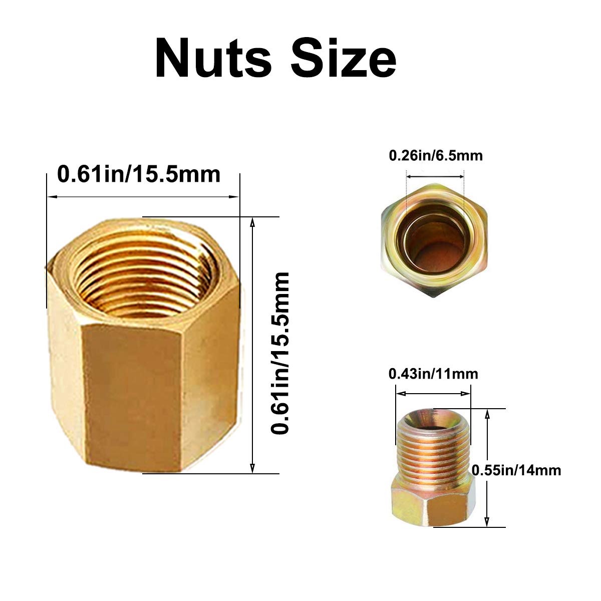 Muhize 1/4 Brake Line Fittings - Upgraded 15 Pieces 7/16 24 Threads Brake Union Fittings Assortment For 1/4    Brake Tube (5 Uni