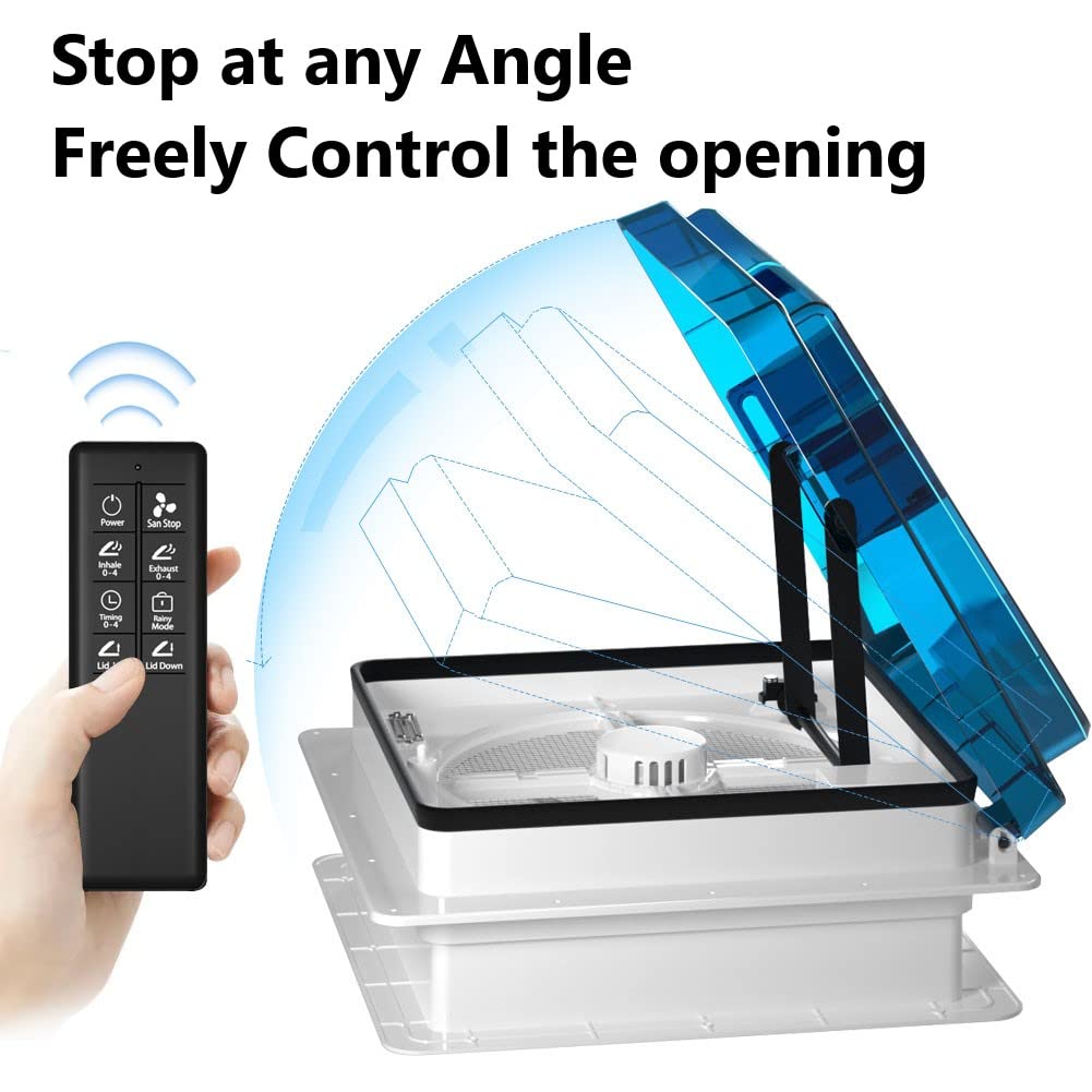 2012 Air Max 14'' Vent Rv Roof Vent Reversible Exhuast Fan, Ultra Low Sound Rv Air Ventilation Ceiling Fan 12V Remote With Rain