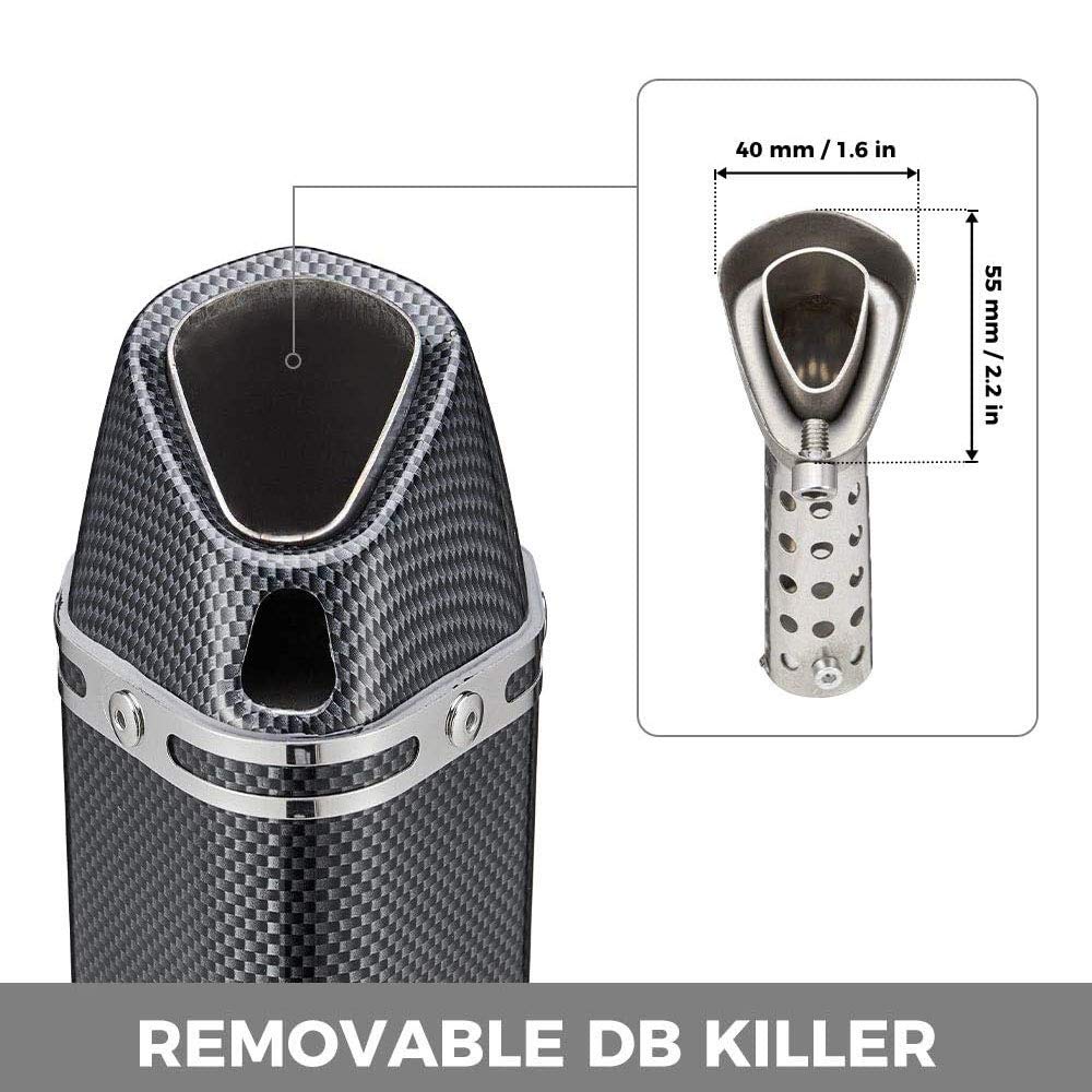 Exhaust Muffler 1.5-2Inlet With Removable Db Killer For Street/Sport Motorcycles And Scooters With 38,51Mm Diameter Exhaust Pipes(Matt Black)