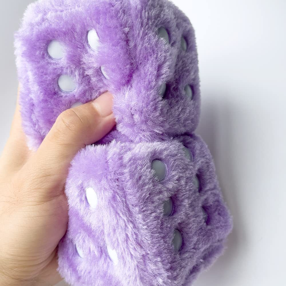 Retro Square Fuzzy Plush Dice - Grey | Suction Cup Hanging For Car Rearview Mirror & Home Decor