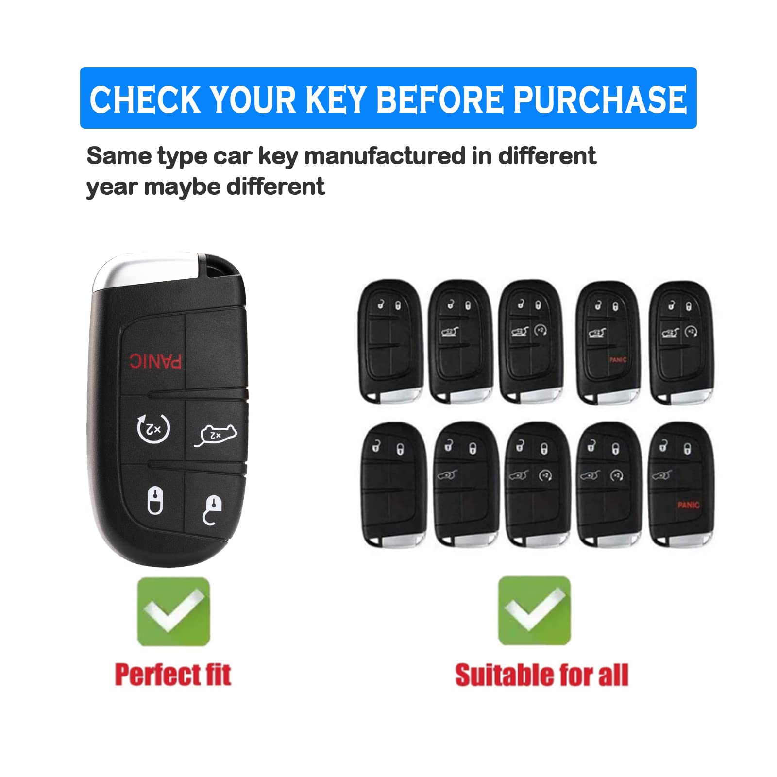 Xiyang Trade For Jeep Key Fob Cover, Soft Full Protection Key Case Shell Compatible With Jeep Grand Cherokee Renegade Chrysler 2