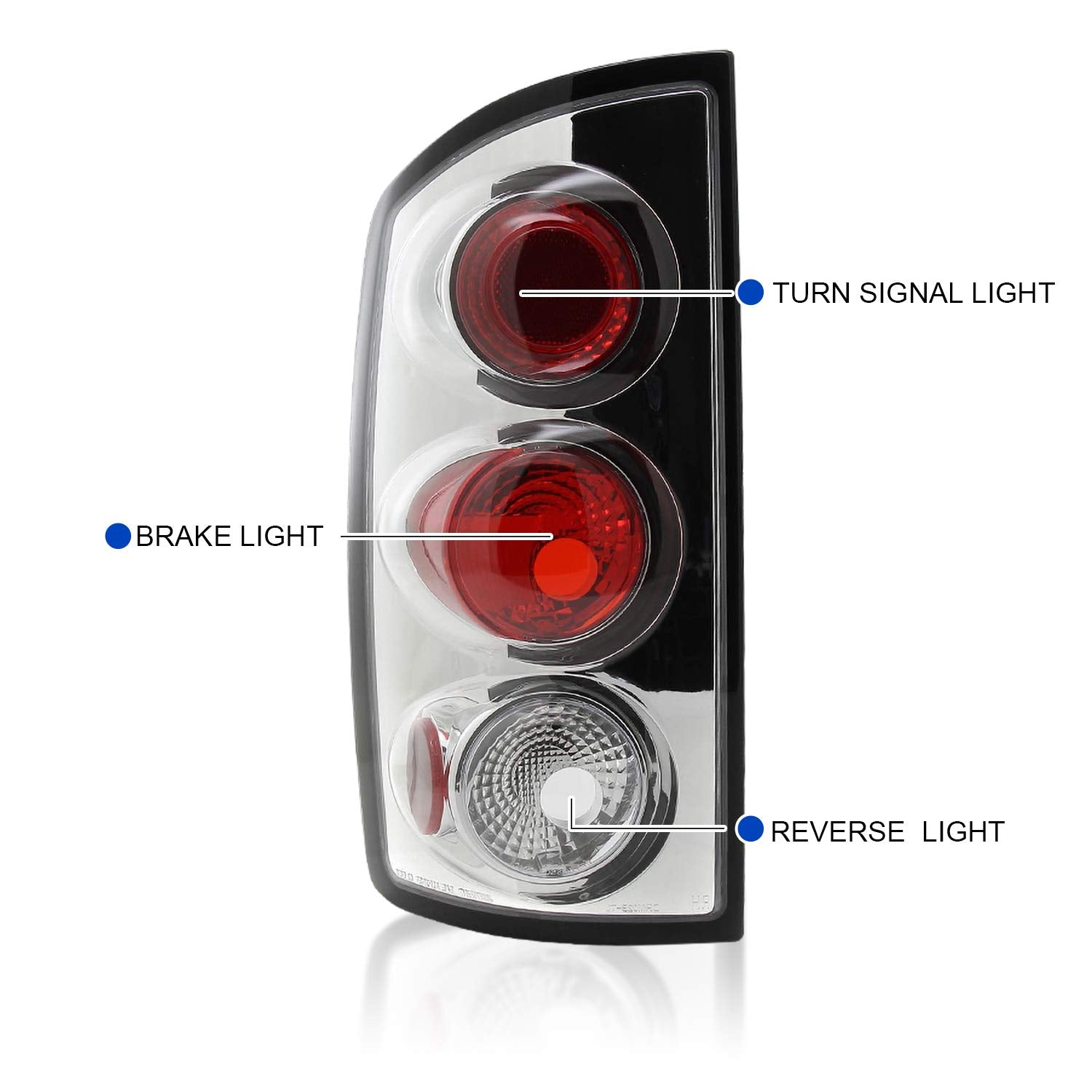 Spec-D Tuning Chrome Housing Clear Lens Tail Lights Compatible With 2002-2006 Dodge Ram 1500/2500/3500, Left + Right Pair Assemb
