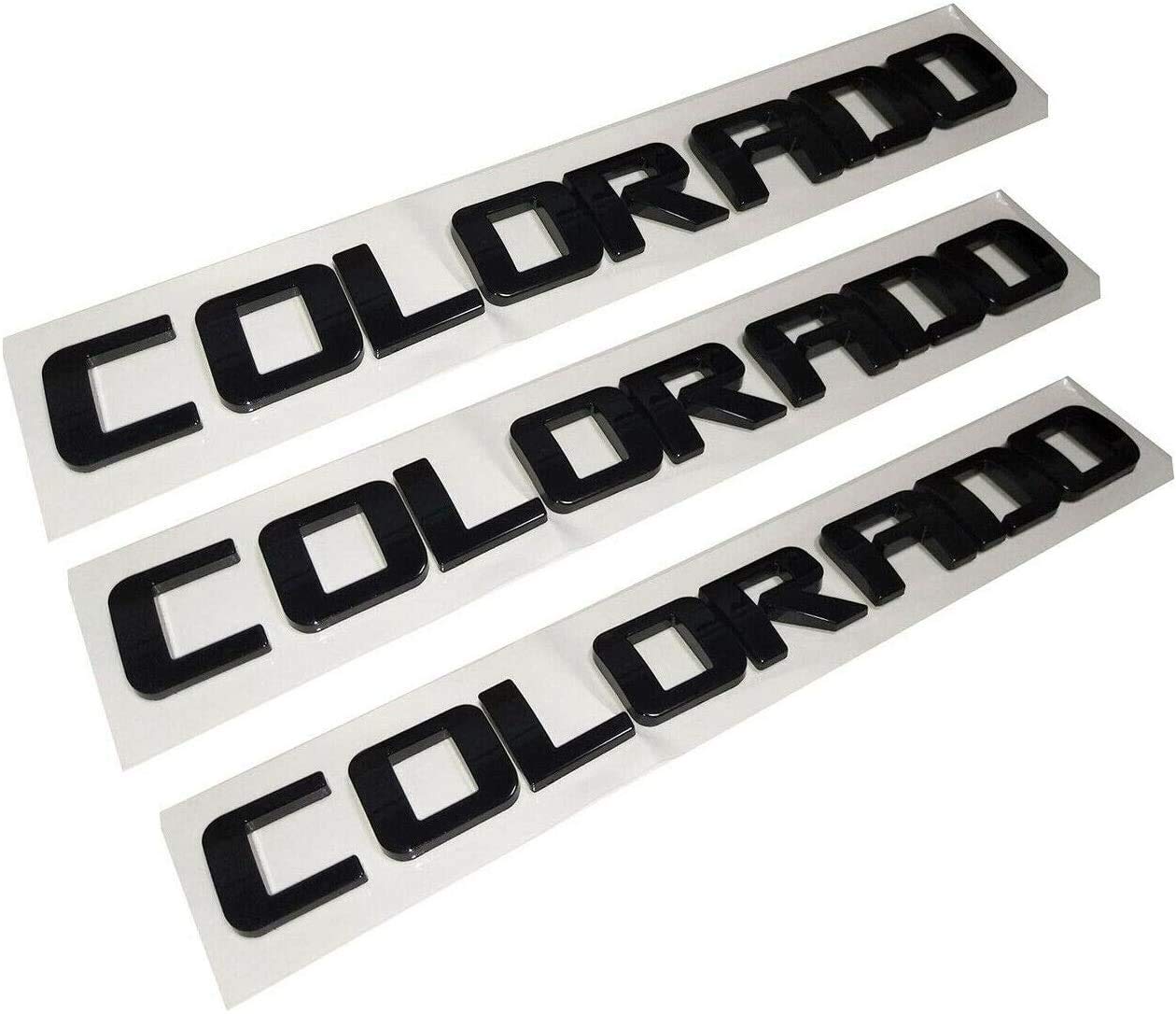 3-Piece Set Colorado Fender Tailgate Badge 3D Logo Emblem Nameplate Letter Truck Replacement For 03-18 Chevrolet Colorado (Gloss Black)