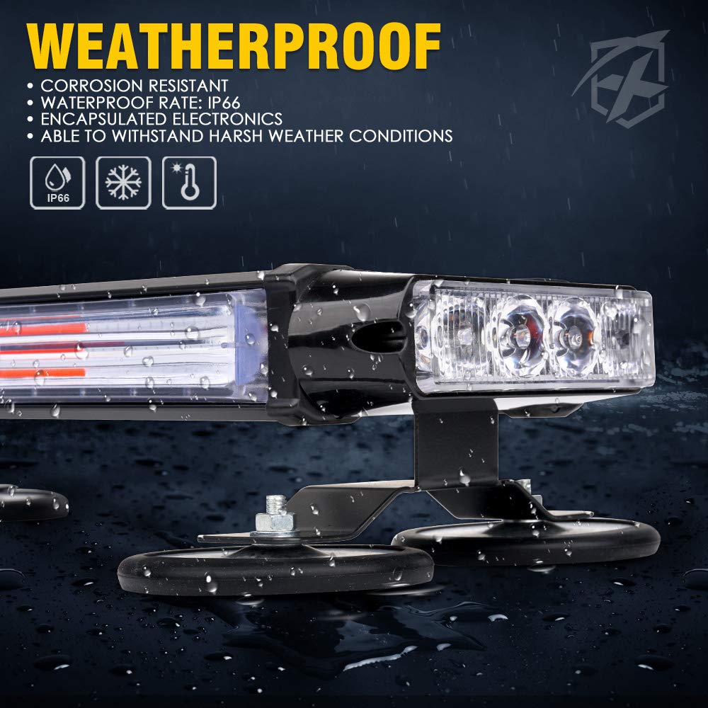 Xprite Strobe Light Bar - Red Blue COB LED, 14.5" Magnetic Base, Model SL-C108M-G2-RB, Emergency Warning Beacon for Vehicles