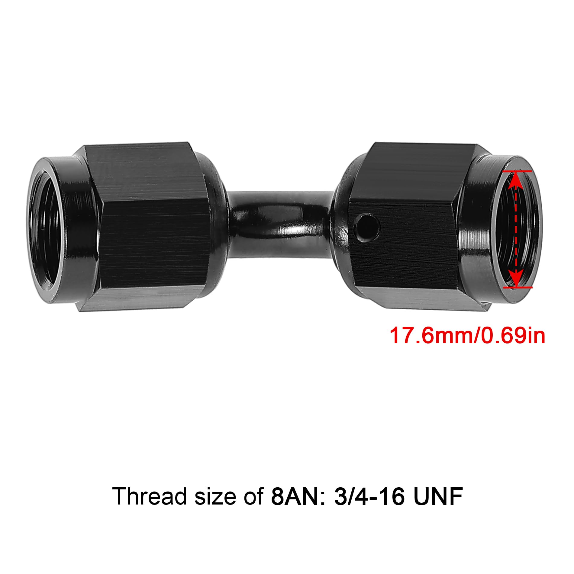 Evil Energy 8An Female To 8An Female 45 Degree Swivel Coupler Union Fitting Adapter Aluminum Black