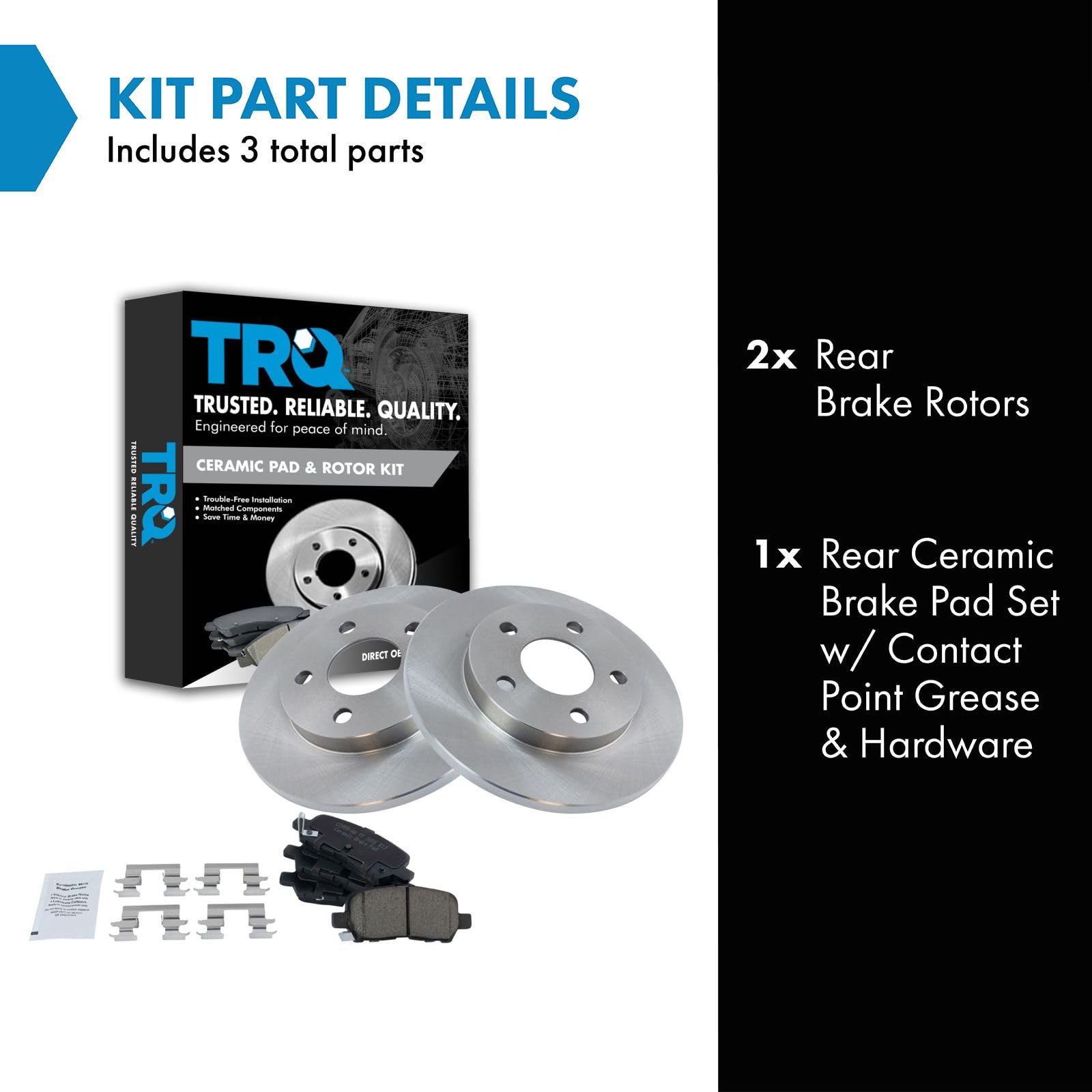 TRQ Rear Brake Pad & Rotor Kit Brake Pads Brake Rotor Ceramic Compatible with 2005-2009 Buick LaCrosse 2011-2013 Chevrolet Impal