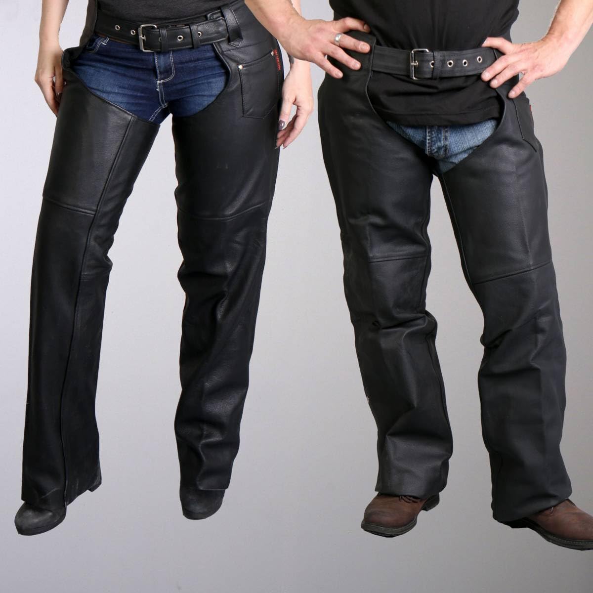 Hot Leathers Fully Lined Leather Chaps (Black, Large)