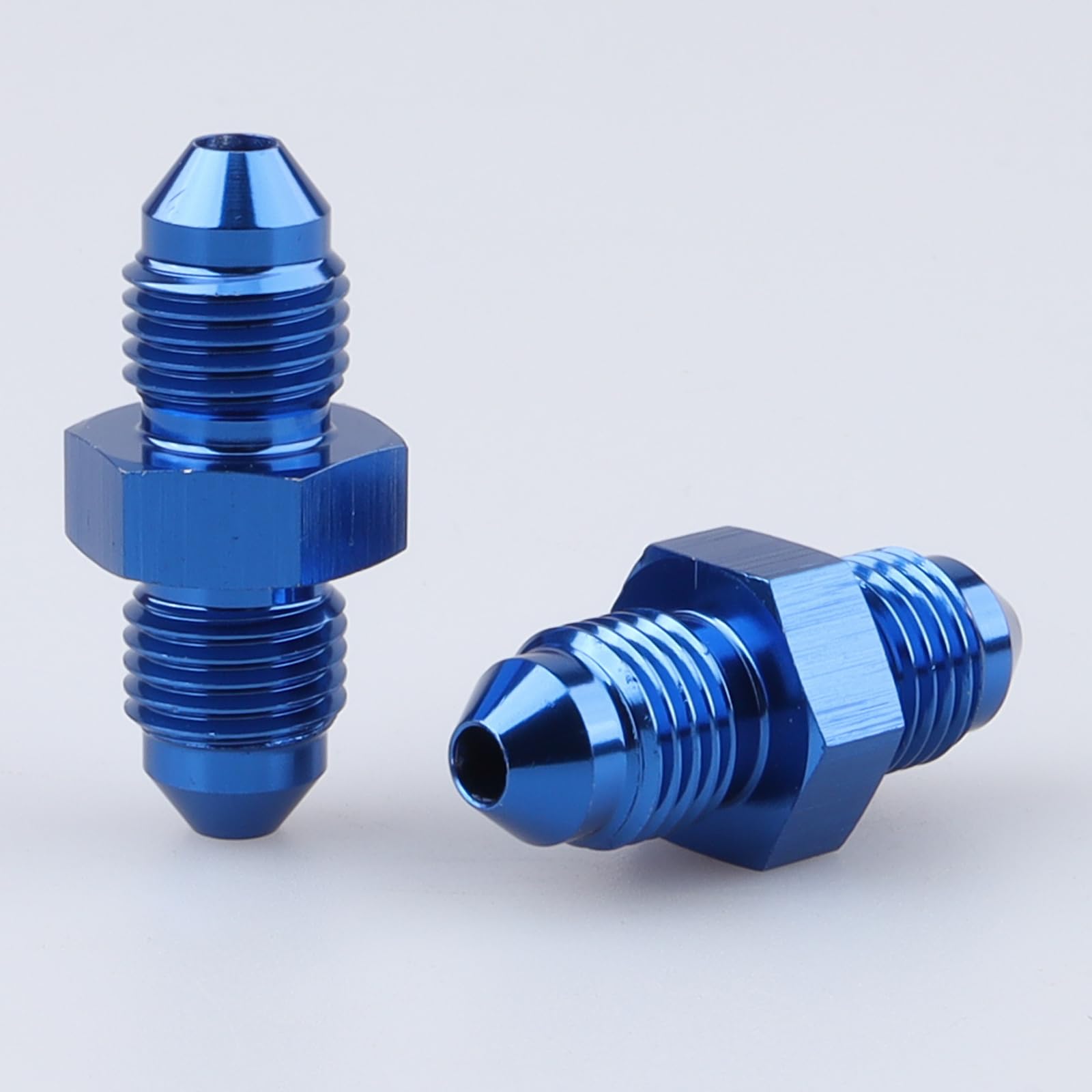 AC PERFORMANCE -3 AN Male Flare to -3 AN Male Coupling Hose Union Fuel Fitting Adapter Aluminum Blue, Pack of 2