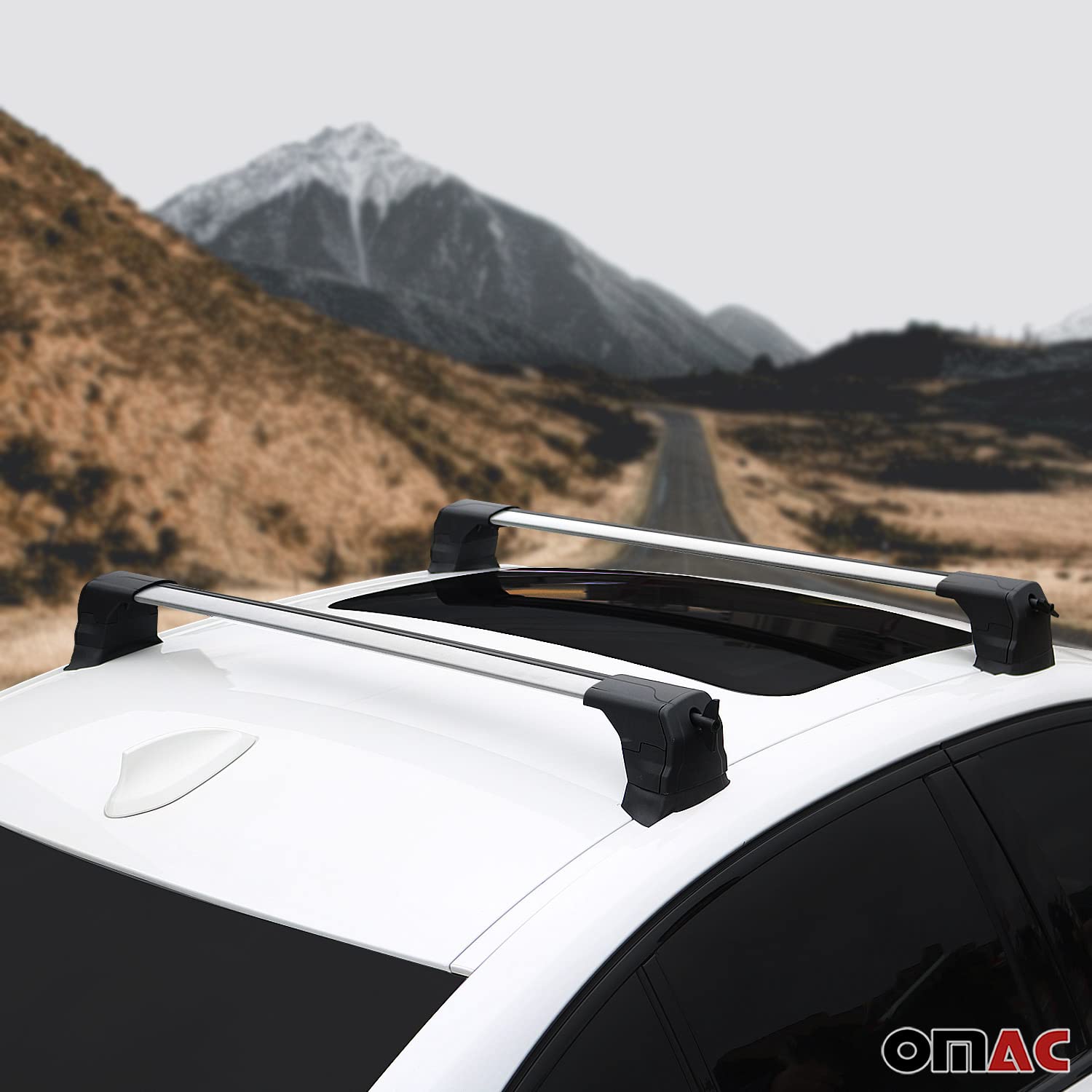 Omac Fix Points Roof Racks Cross Bar For Bmw 4 Series G22 Coupe 2021-2025 Alu Gray
