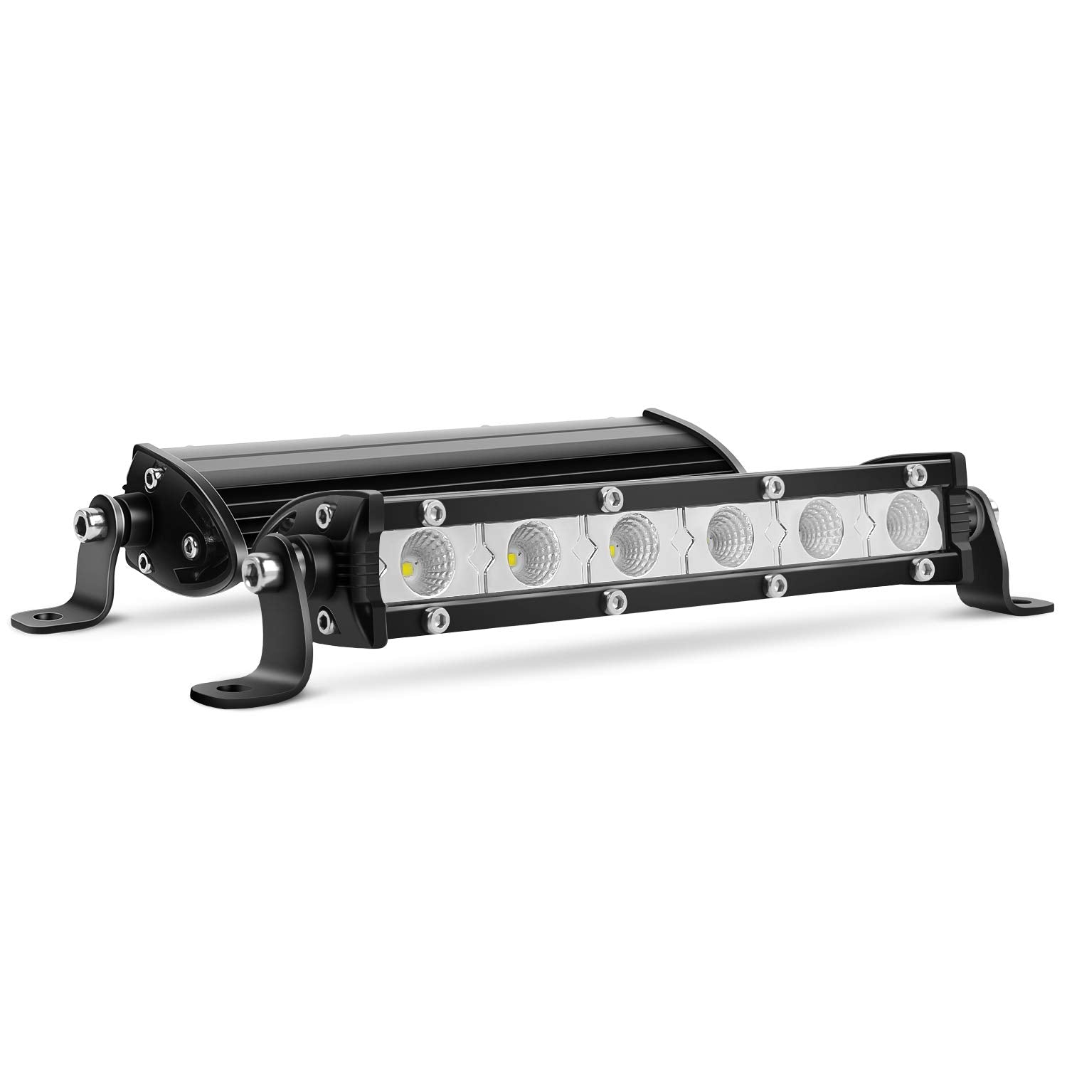 Nilight 2Pcs 7 Inch 18W Ultra-Slim Single Row Led Flood Light Bar Fog Light Dricing Light Work Light For Offroad 4X4 Jeeps Truck