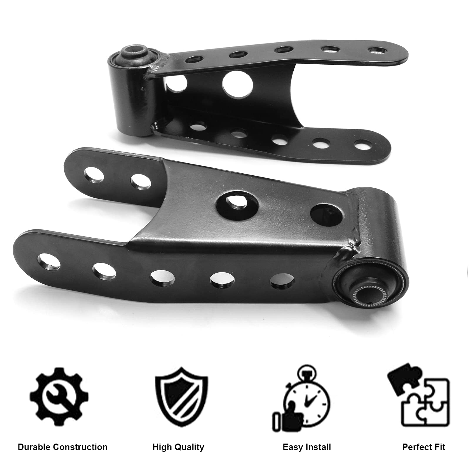 Nakuuly 2" Rear Drop Lowering Shackle Suspension Kit 6400 for Chevy Silverado, GMC Sierra, Dodge Ram - Alloy Steel, Compatible with Models 1500, C1500,