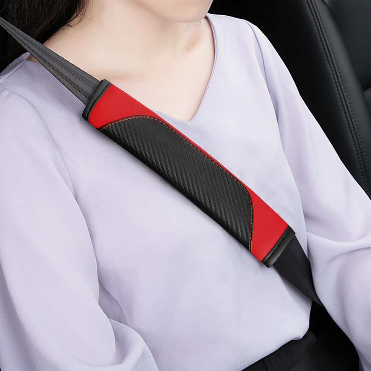 Osilly 2PCS Car Seat Belt Cover, Carbon Fiber Seatbelt Shoulder Protection, Soft Car Seat Belt Strap Cushion Protect Your Neck a