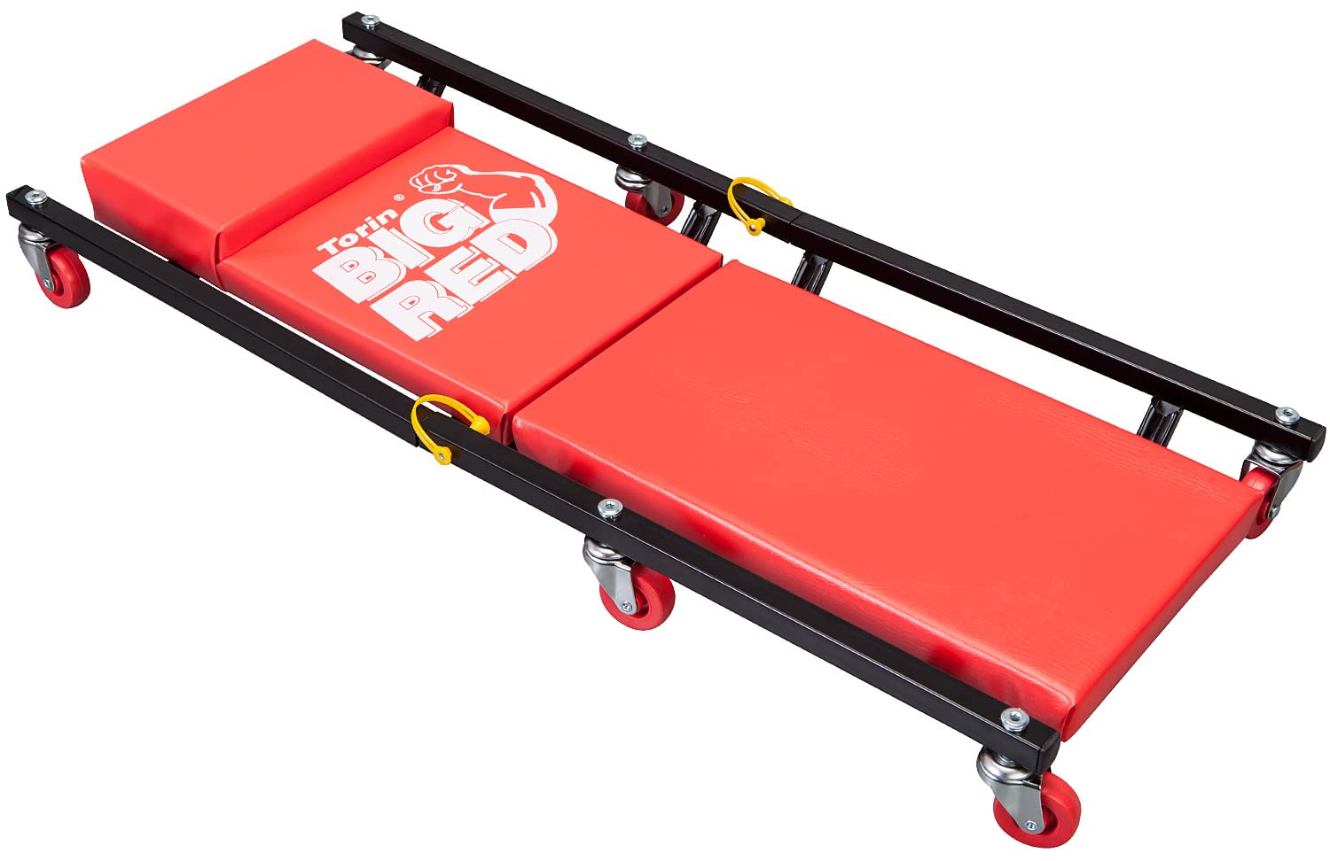 Big Red 36'' 2-Piece Padded Rolling Garage/Shop Creeper, Mechanic Cart With Headrest And 6 Casters, Red Tr7565R Torin