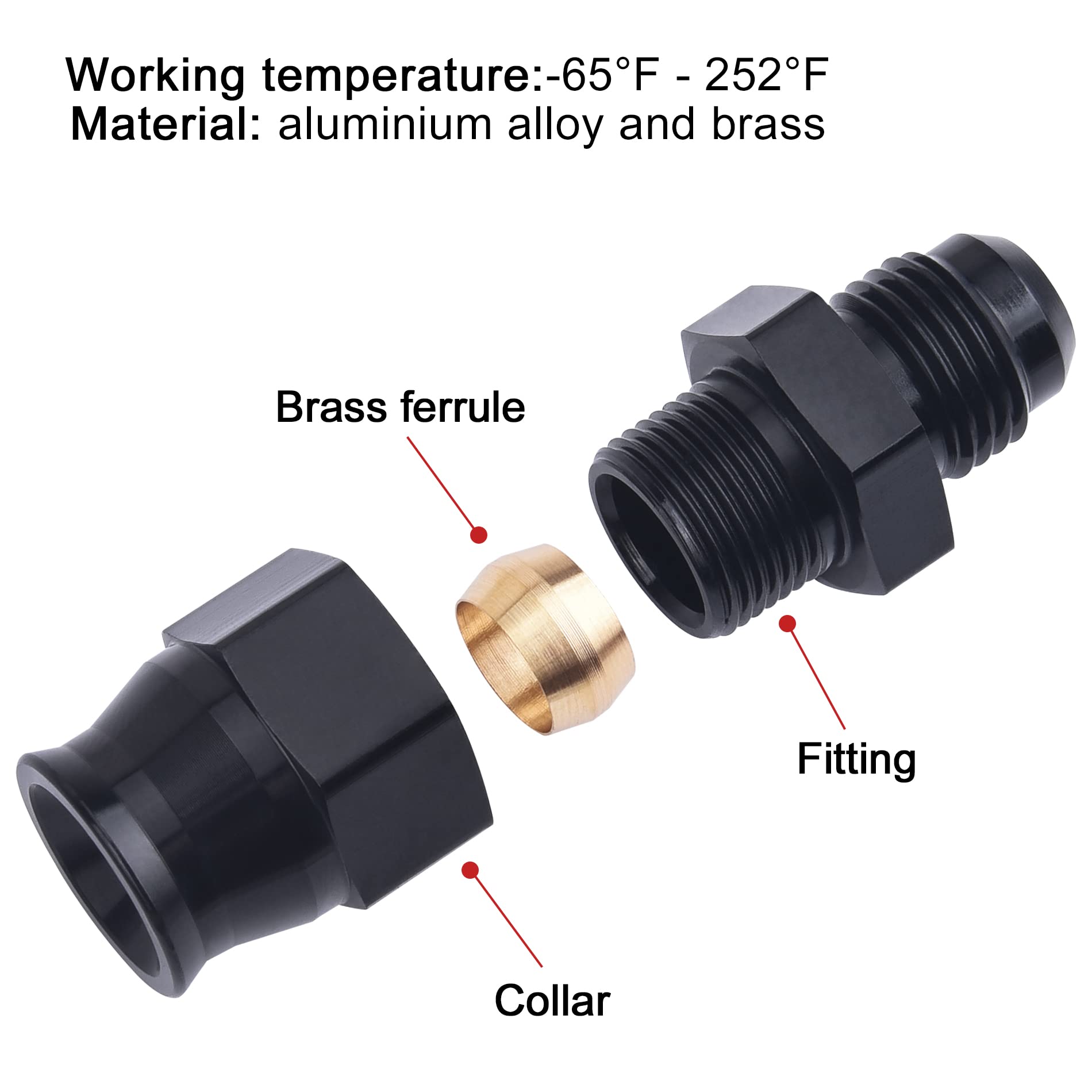 Evil Energy 10An Male To 5/8 Hardline Compression Fitting Adapter Aluminum Black