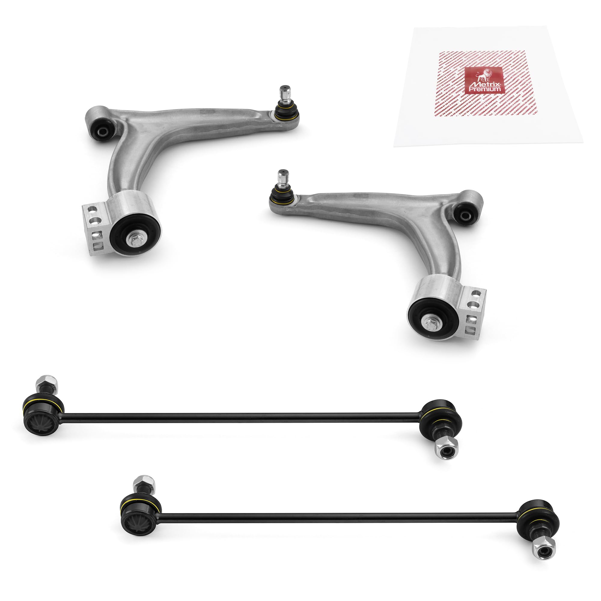 Metrix Premium Chassis Parts - 4 Pc Front Lower Control Arm & Front Sway Bar Stabilizer End Link Kit Fits 10-11 Saab 9-3X, 03-11