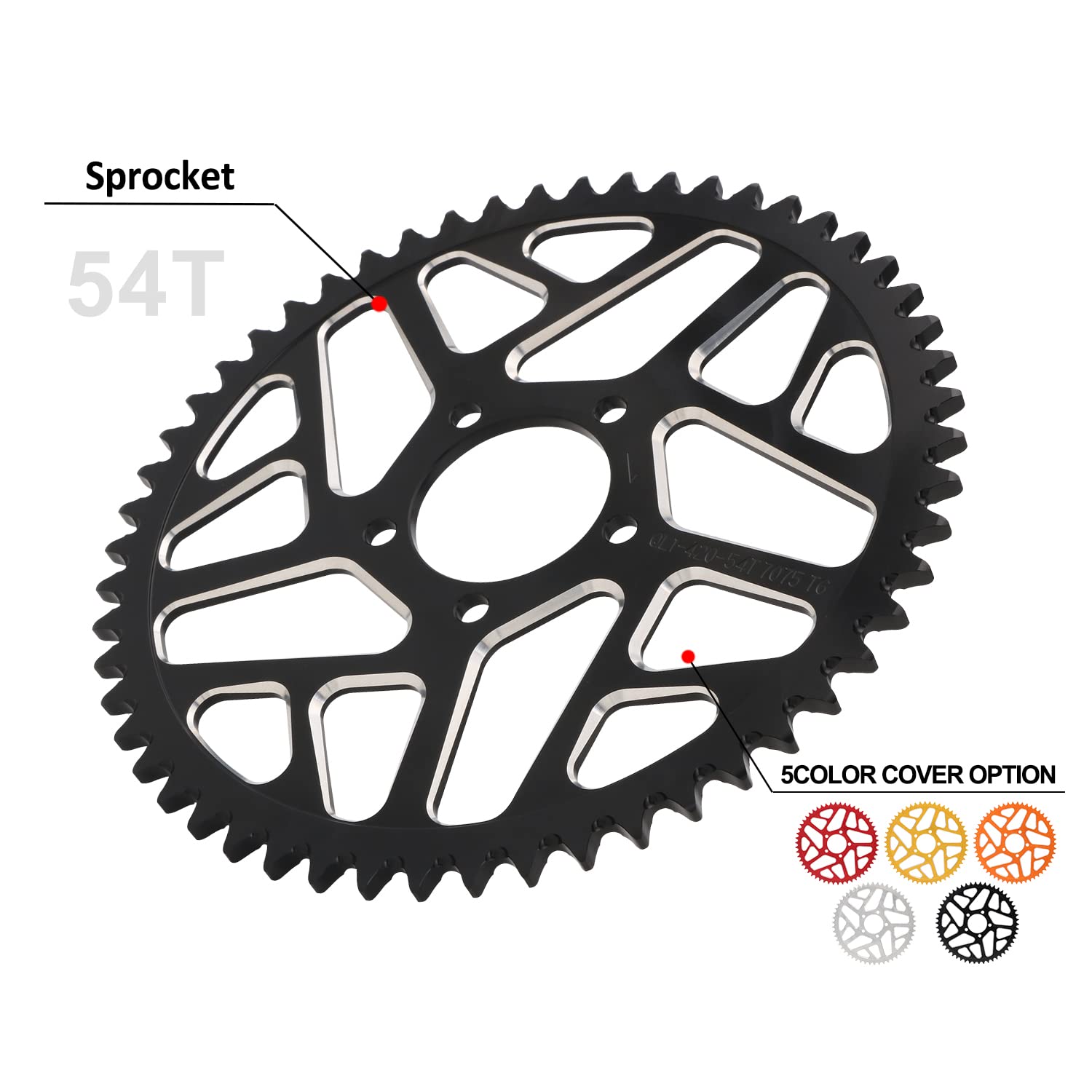 JFG RACING Sur Ron 54T Sprocket,Sur Ron Rear Sprocket 54 Tooth Aluminum Alloy For Sur Ron Surron Light Bee S/X Talaria Sting Seg
