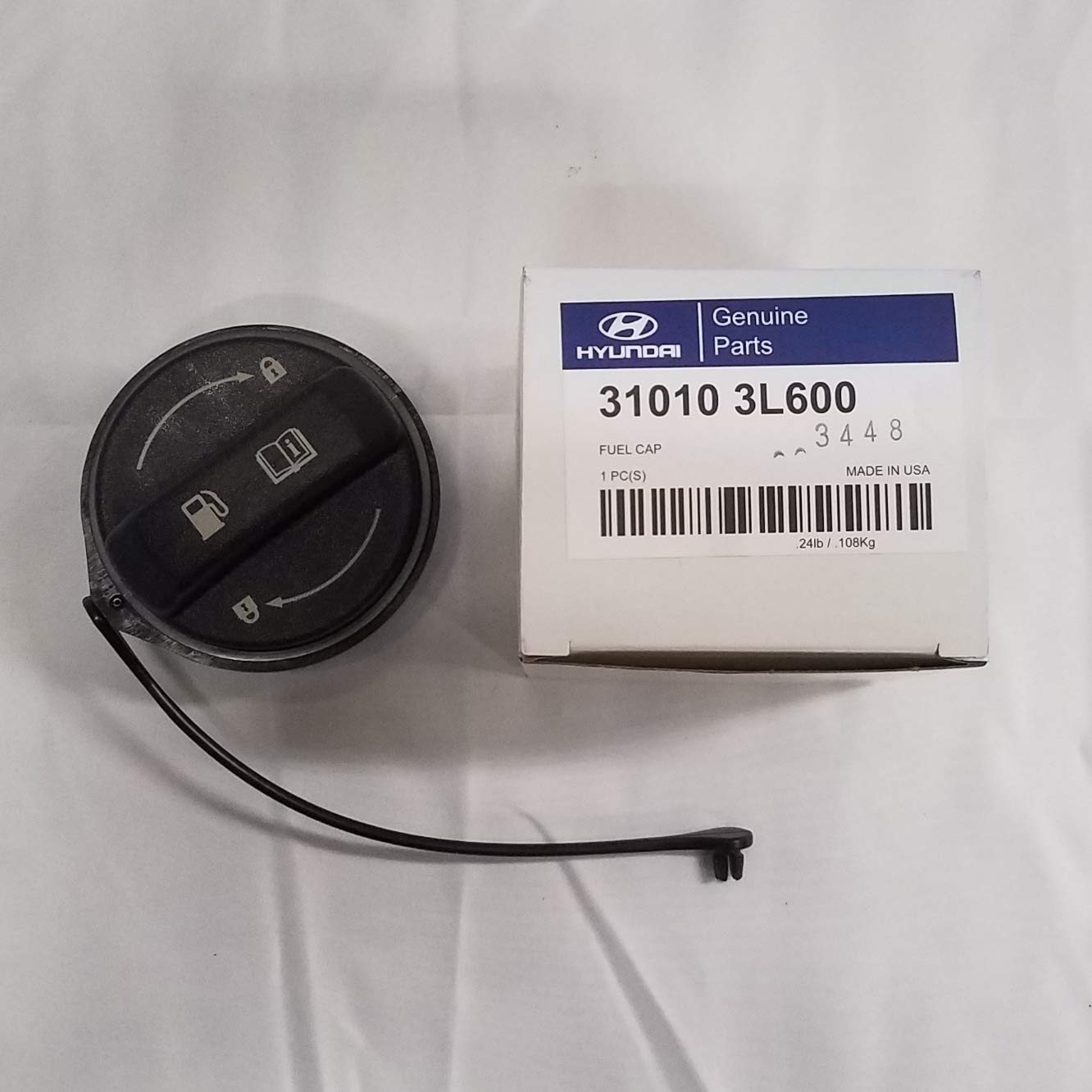 Hyundai Fuel Filler Cap Assembly 31010-3L600, Black Plastic Replacement Part