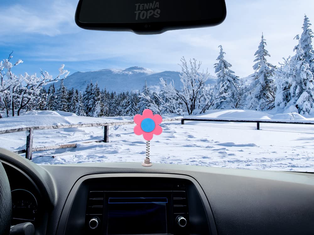 Tenna Tops Car Antenna Topper/Auto Mirror Hanger/Cute Dashboard Accessory (Pink Daisy Flower)