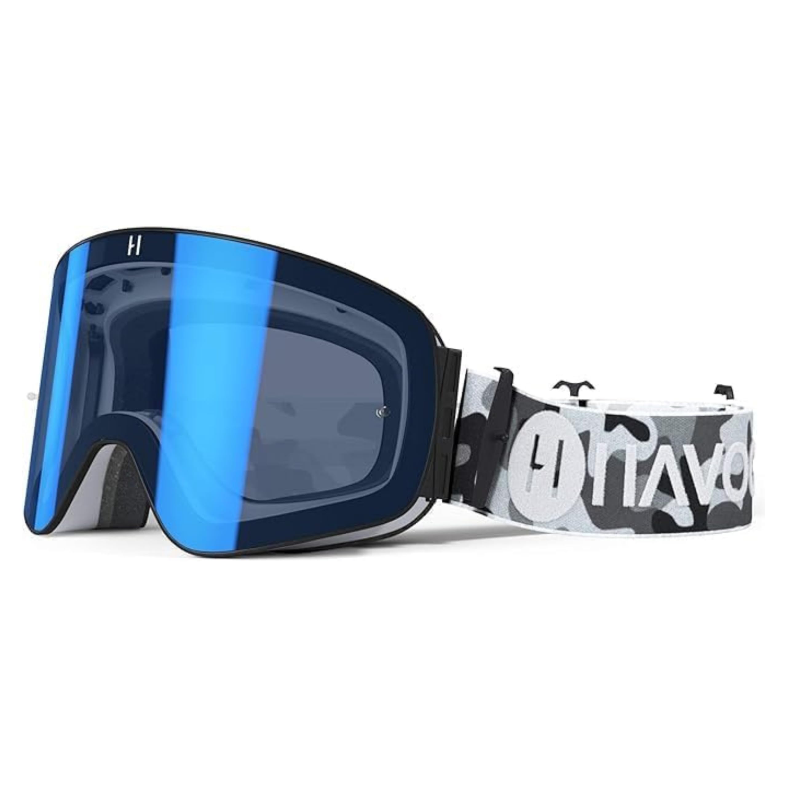 Havoc Racing Magnetic Frameless Goggles - For Motocross, Dirt Biking, Snowboarding, Atv, & Utv - Arctic Camo Goggles, Clear Lens