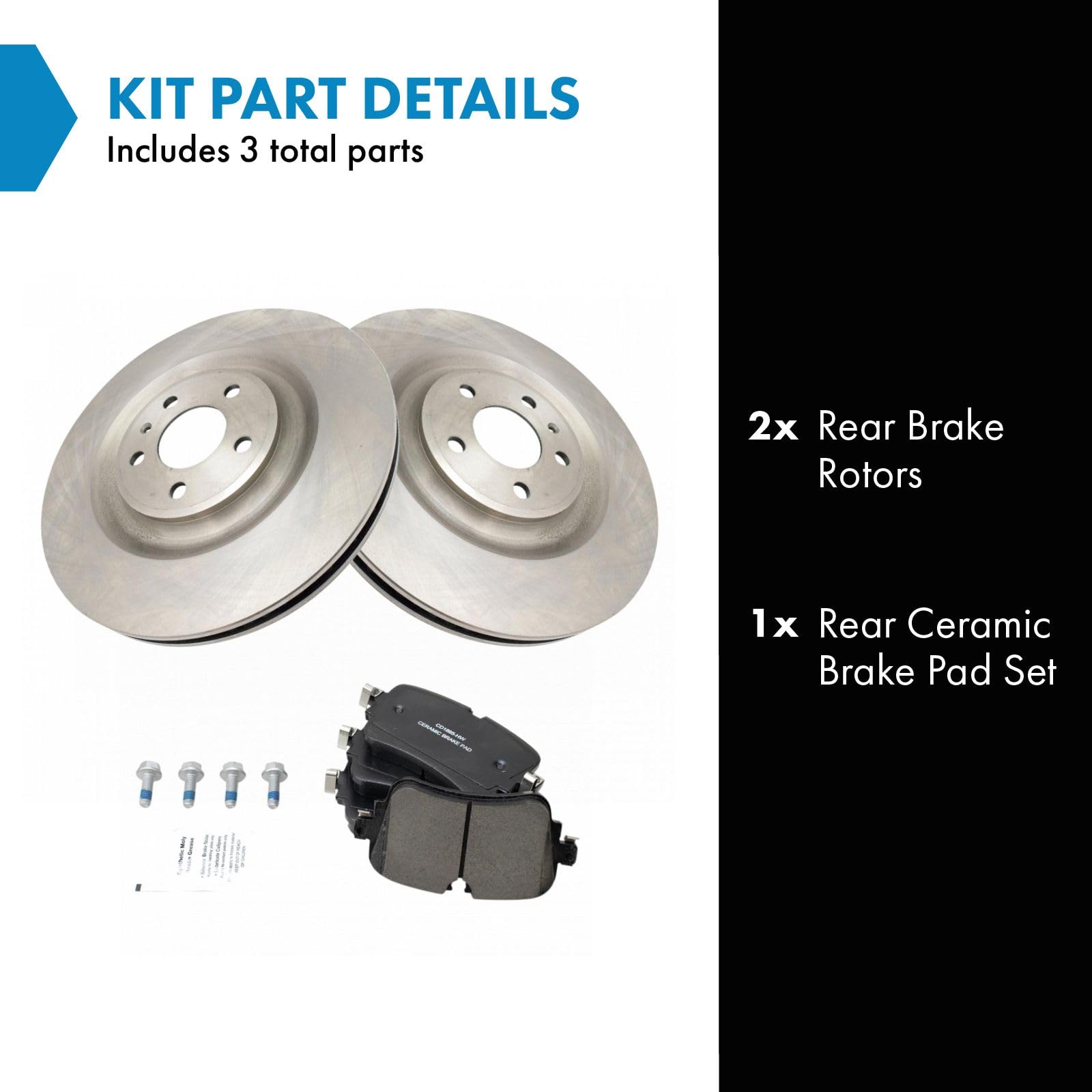 Trq Rear Brake Pad & Rotor Kit Brake Pads Brake Rotor Ceramic Compatible With 2019-2020 Audi A8 Quattro 2019 E-Tron Quattro 2017