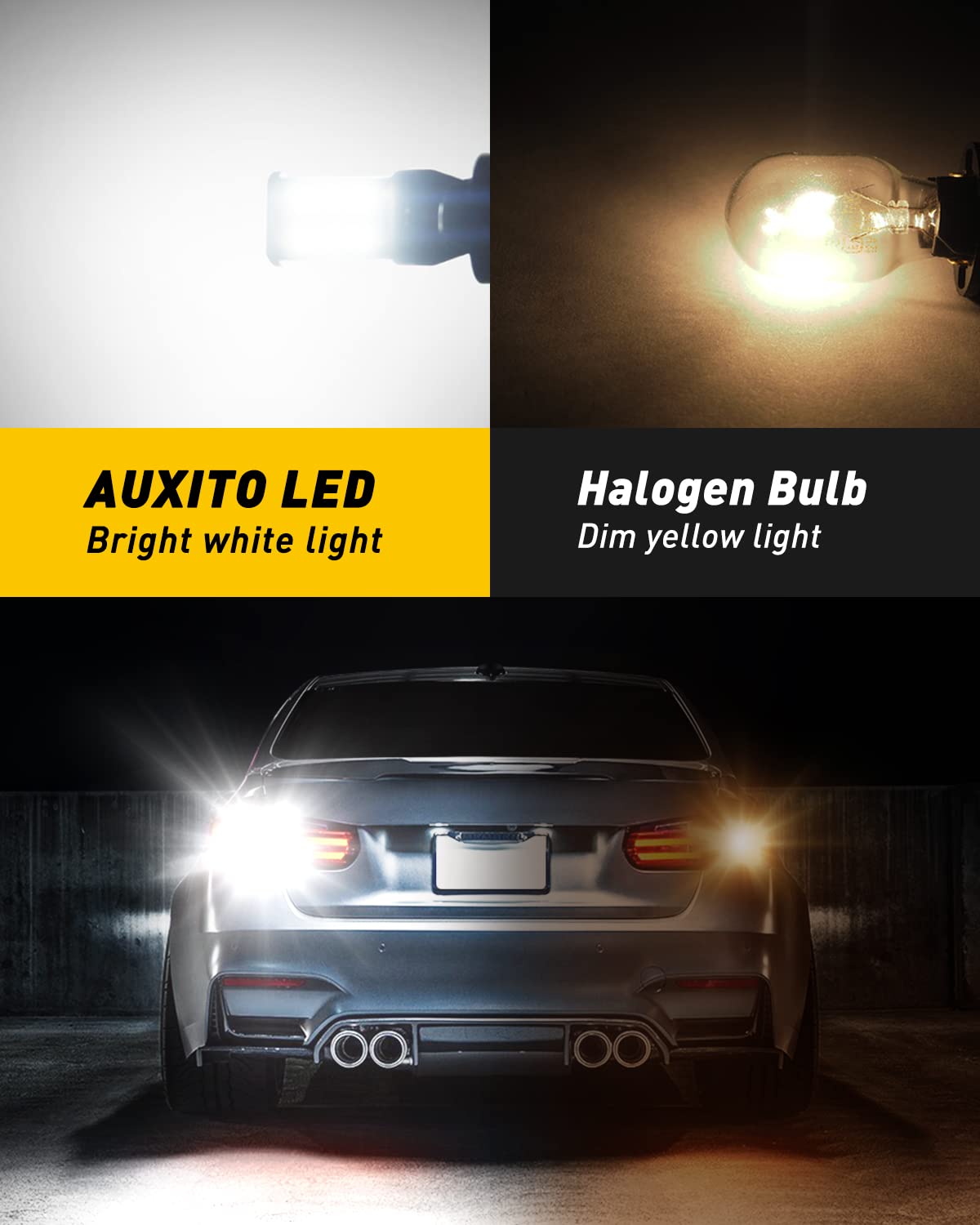 Auxito 912 921 Led Bulb For Backup Light Reverse Lights High Power 2835 15-Smd Chipsets Error Free T15 906 922 W16W Bulbs, 6000K