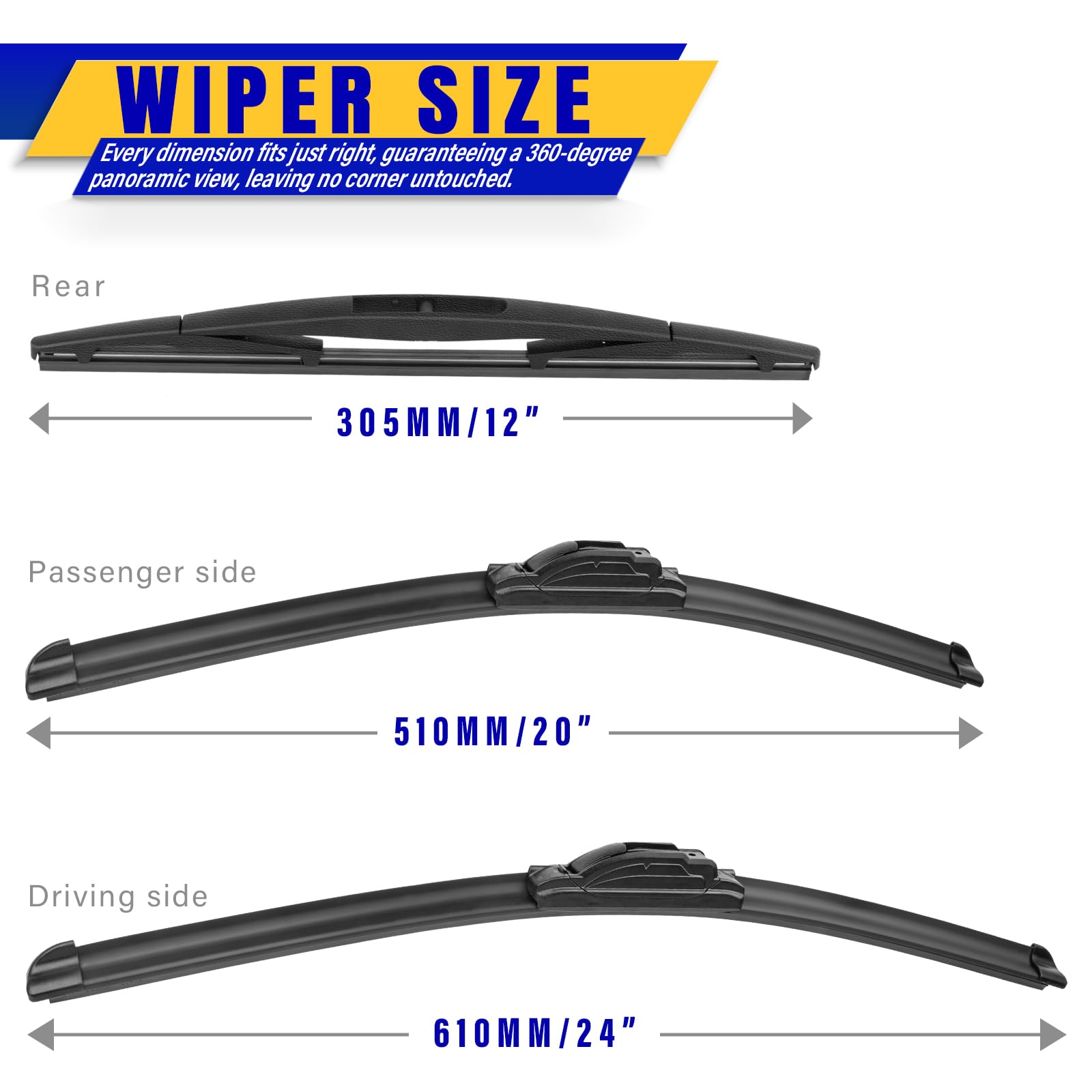 3 Wipers Replacement For 2014-2018 Bmw X5, Windshield Wiper Blades Original Equipment Replacement - 24''/20''/12'' (Set Of 3) U/