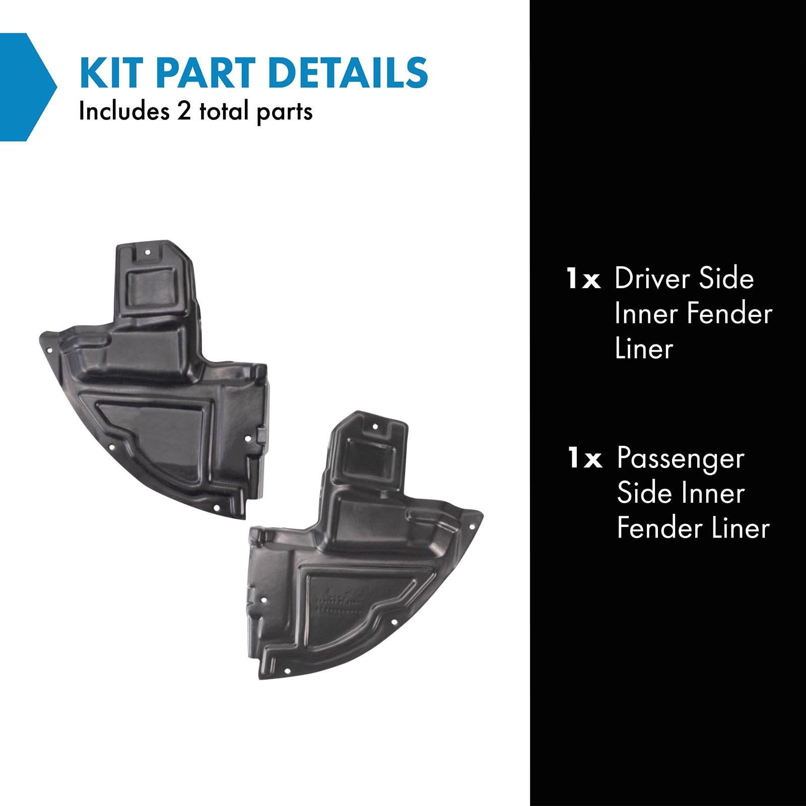 Trq Inner Fender Liner Set Compatible With 2007-2009 Mazda Cx-9 Ma1250113 Ma1251113