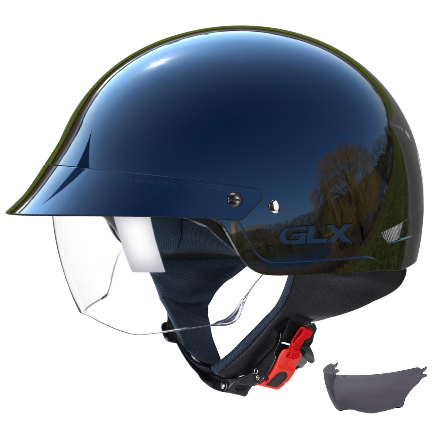 Glx M14 Open Face Motorcycle Helmet - Black, X-Large - Dot Approved