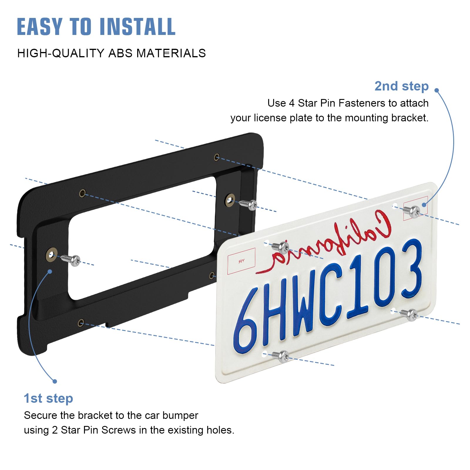 YDOTUSE Rear License Plate Holder Bracket - Black Plastic Compatible with BMW 1/2/3/4/5/6 Series & X1/X3/X4/X5/X6/Z4